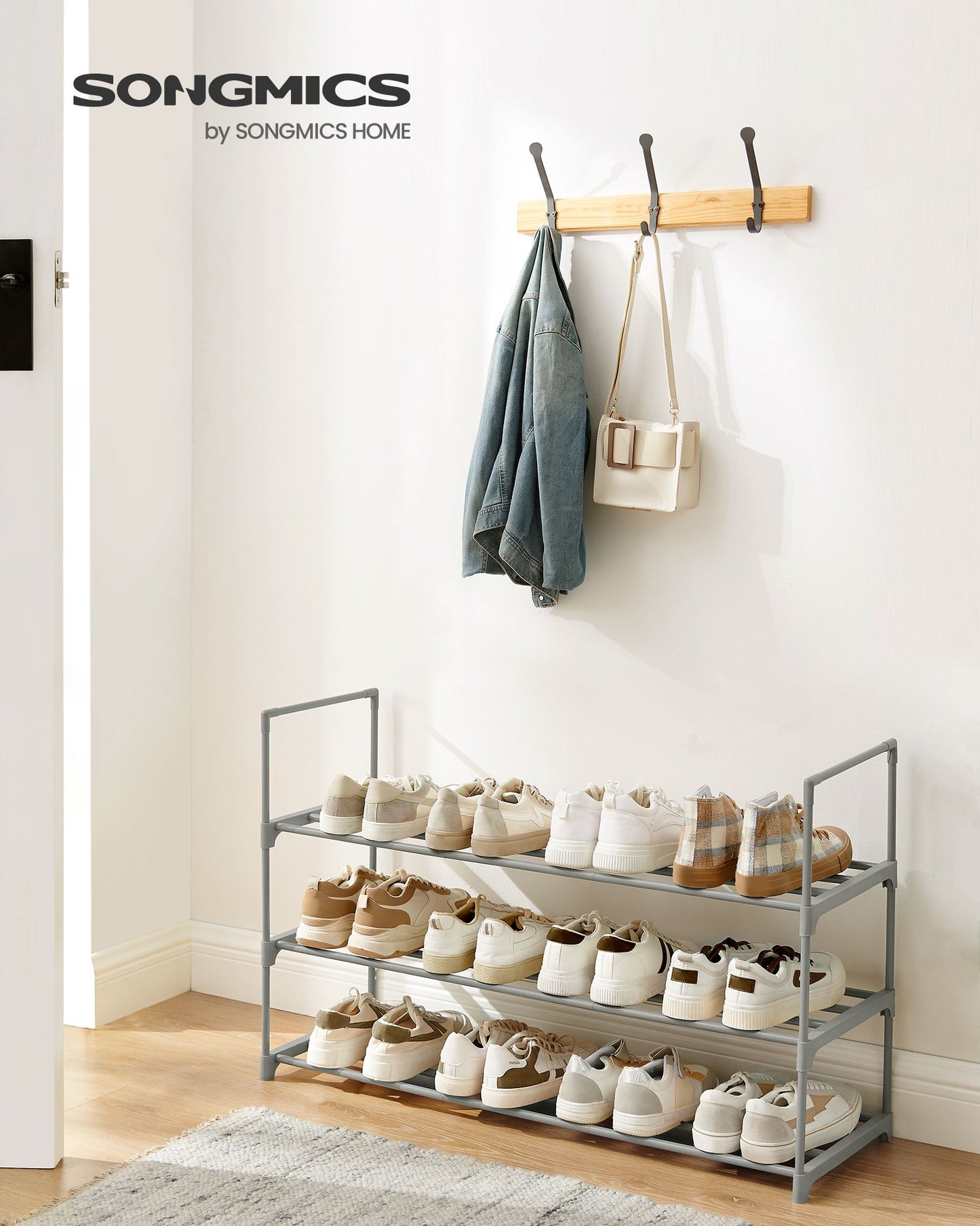 3 Tier Metal Shoe Rack for 15 Pairs of Shoes