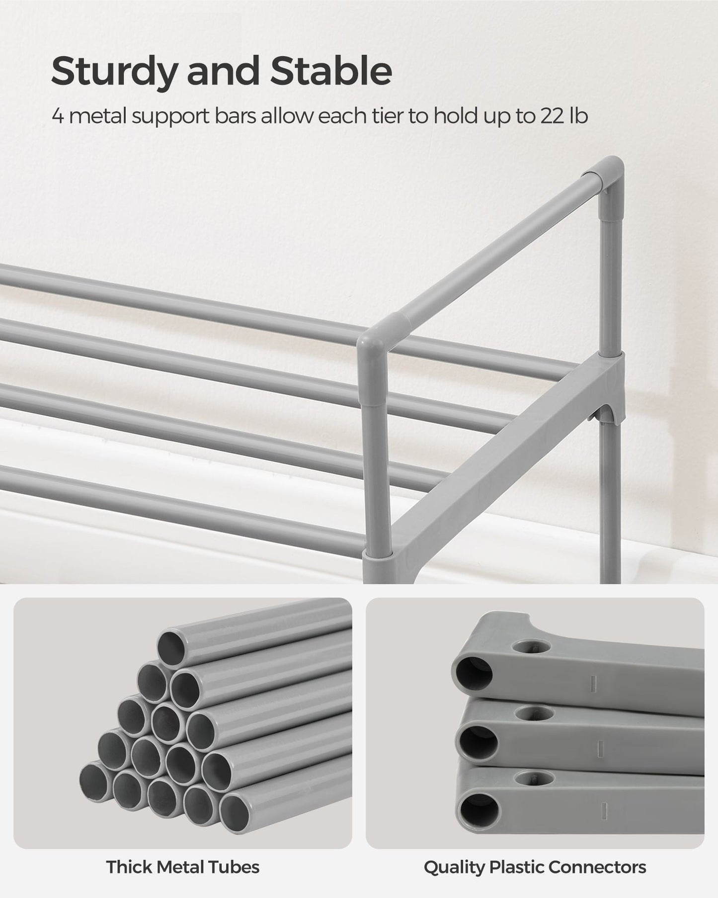 3 Tier Metal Shoe Rack for 15 Pairs of Shoes