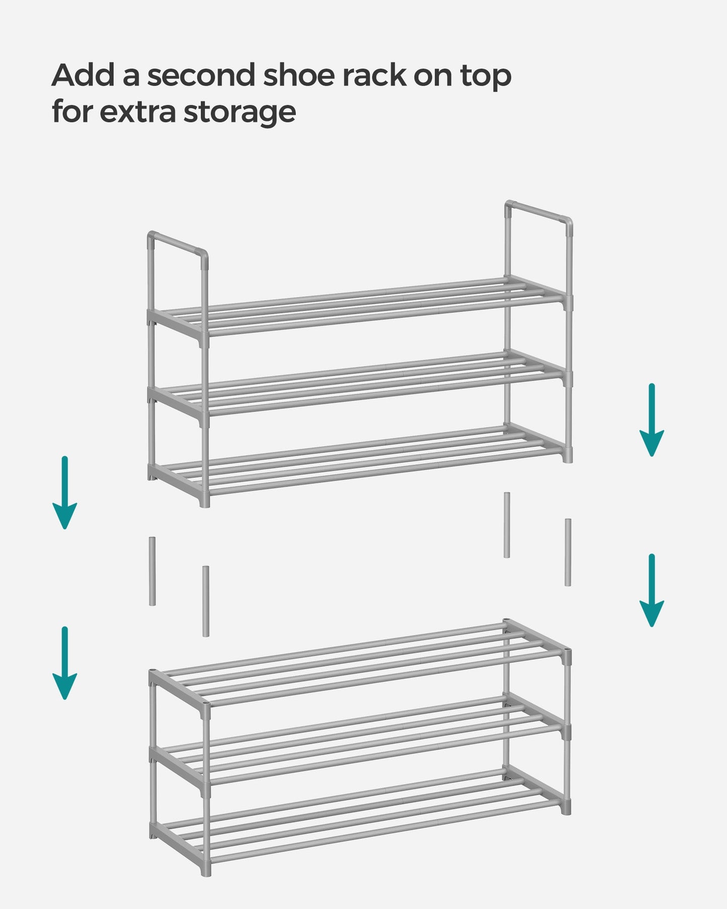 3 Tier Metal Shoe Rack for 15 Pairs of Shoes