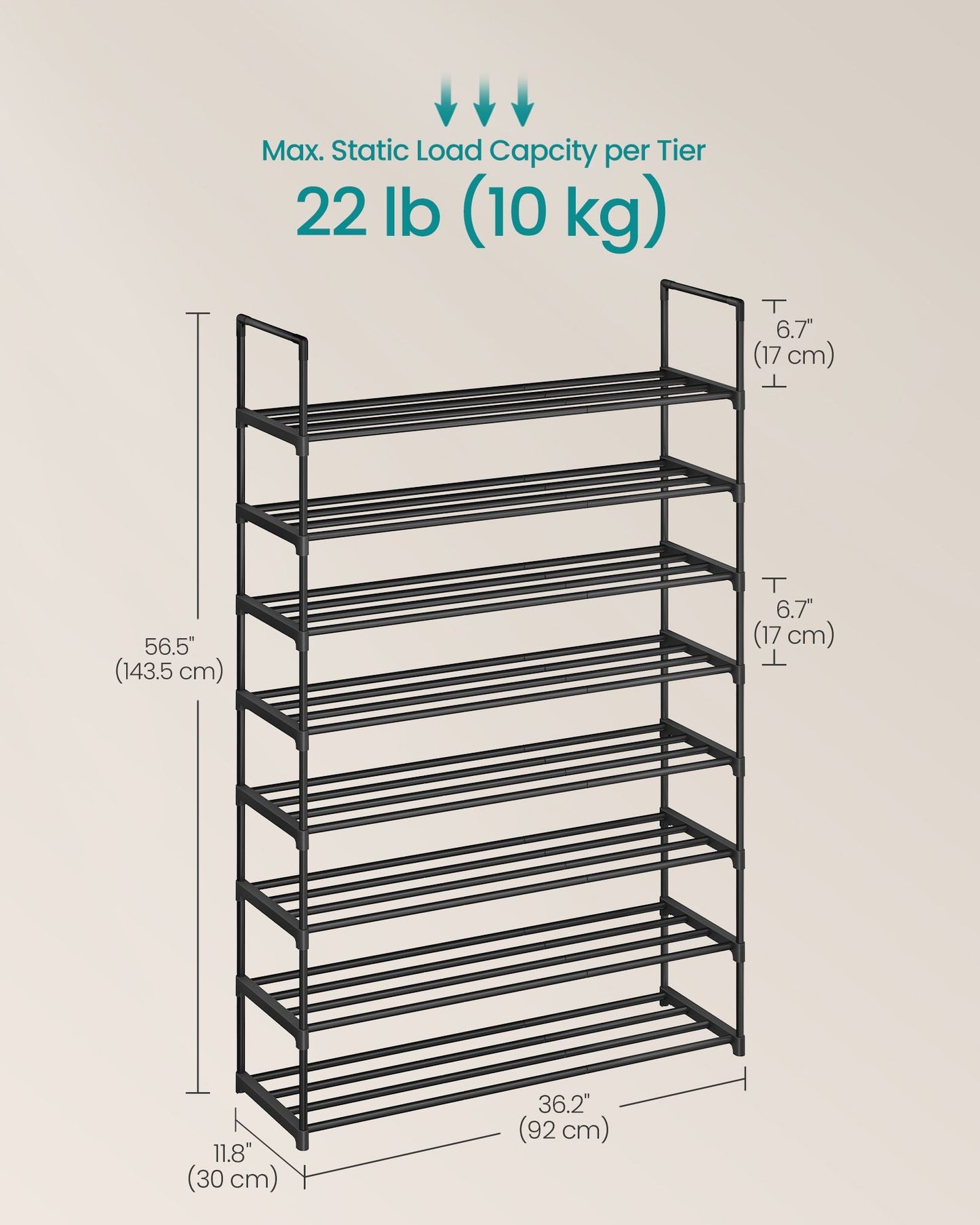 Shoe Rack, Shoe Organizer, Metal Storage Shelf