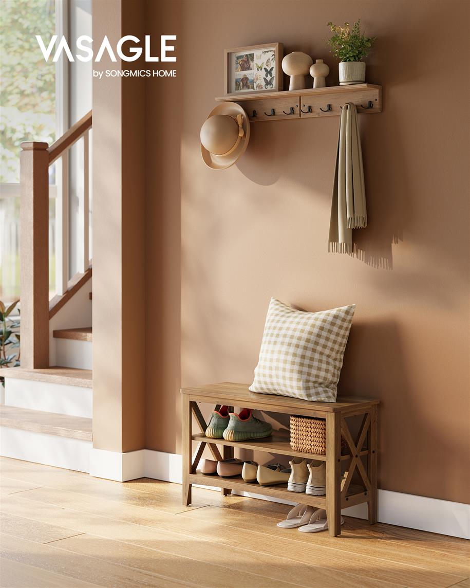 2-Tier Entryway Storage Bench, Holds up to 300 lb