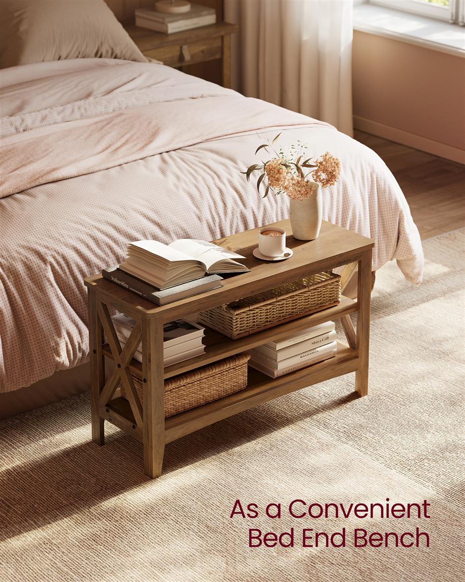 2-Tier Entryway Storage Bench, Holds up to 300 lb