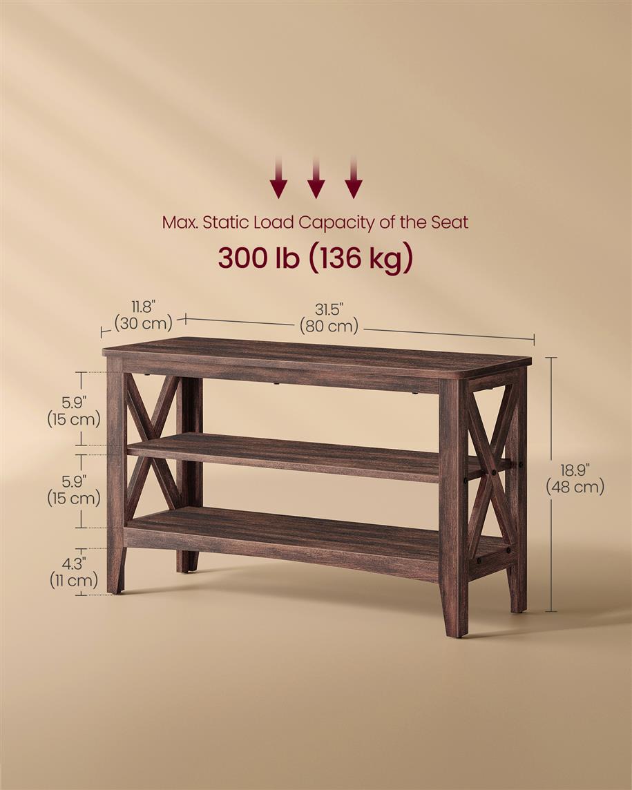 2-Tier Entryway Storage Bench, Holds up to 300 lb