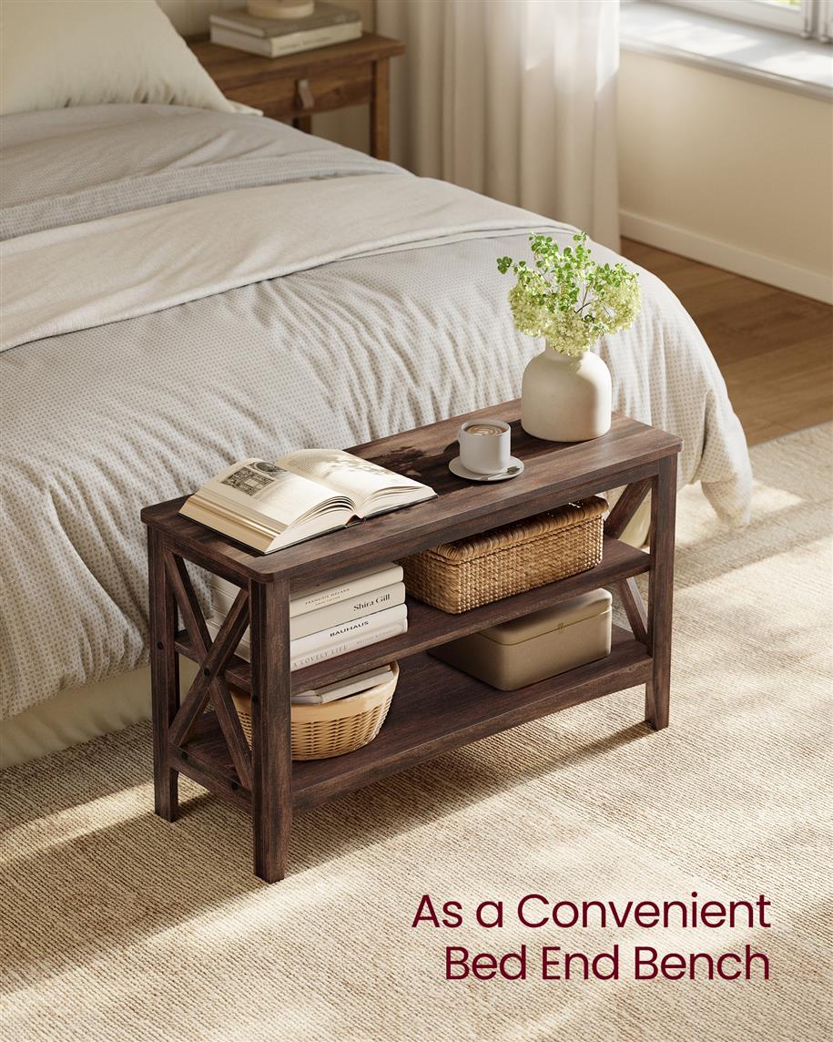 2-Tier Entryway Storage Bench, Holds up to 300 lb