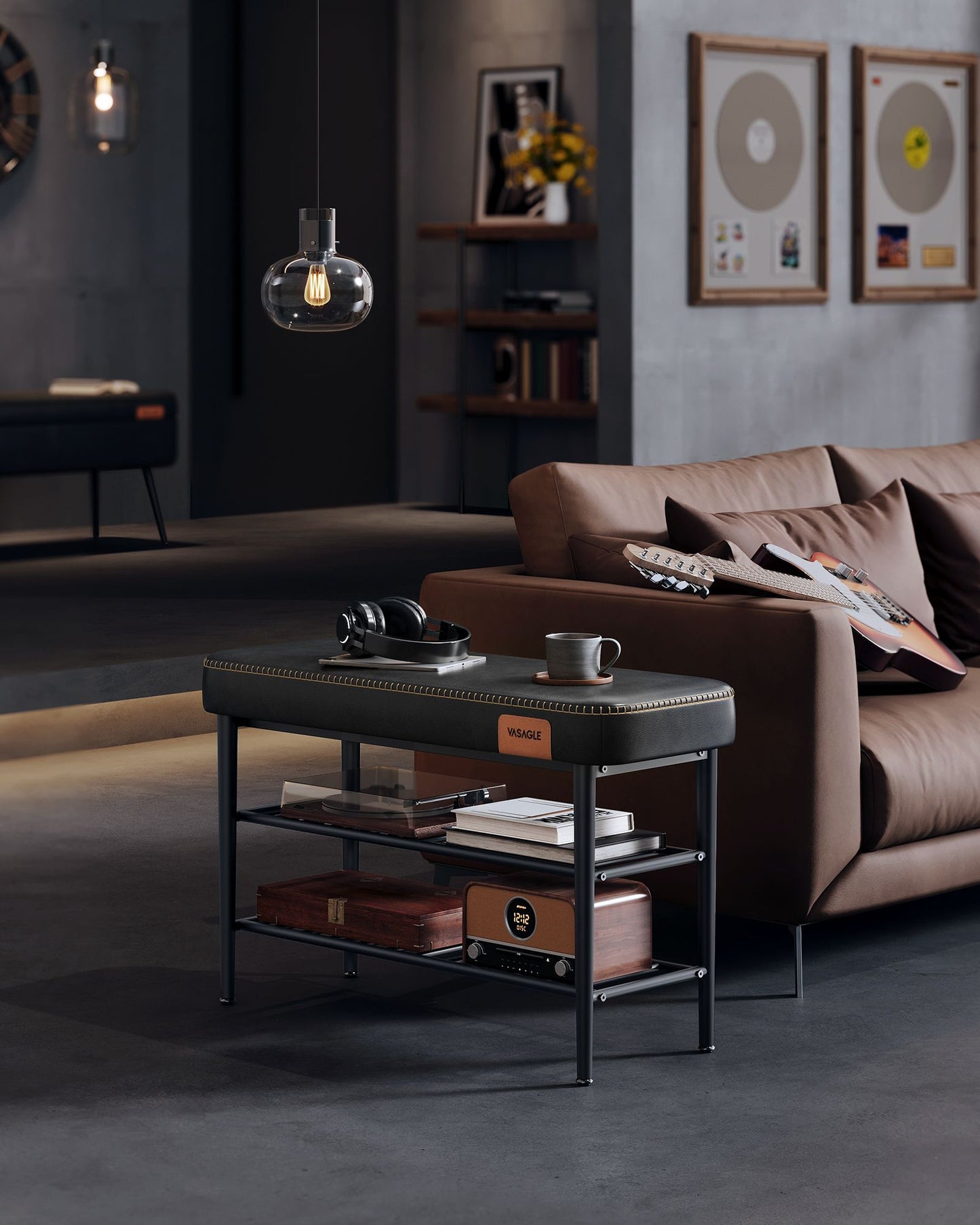 EKHO Collection - Shoe Bench with Metal Shelves