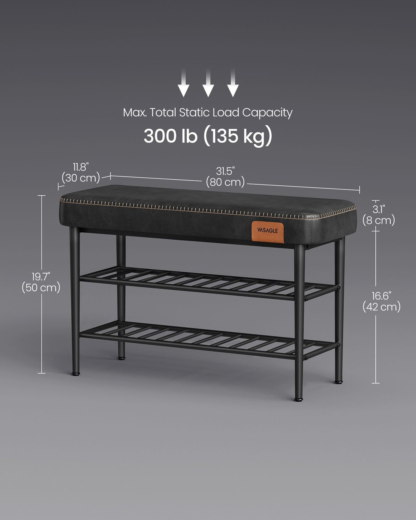 EKHO Collection - Shoe Bench with Metal Shelves