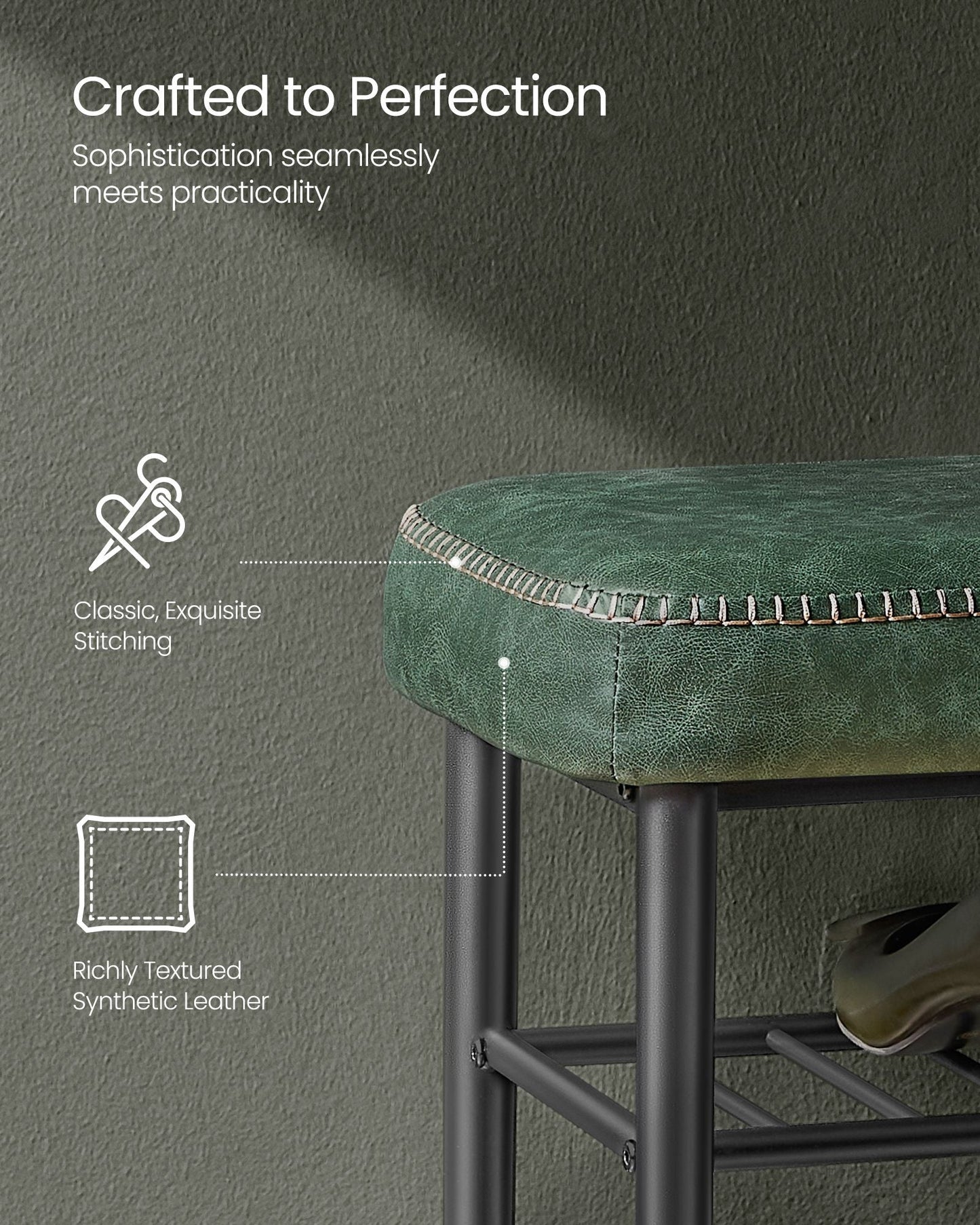 EKHO Collection - Shoe Bench with Metal Shelves