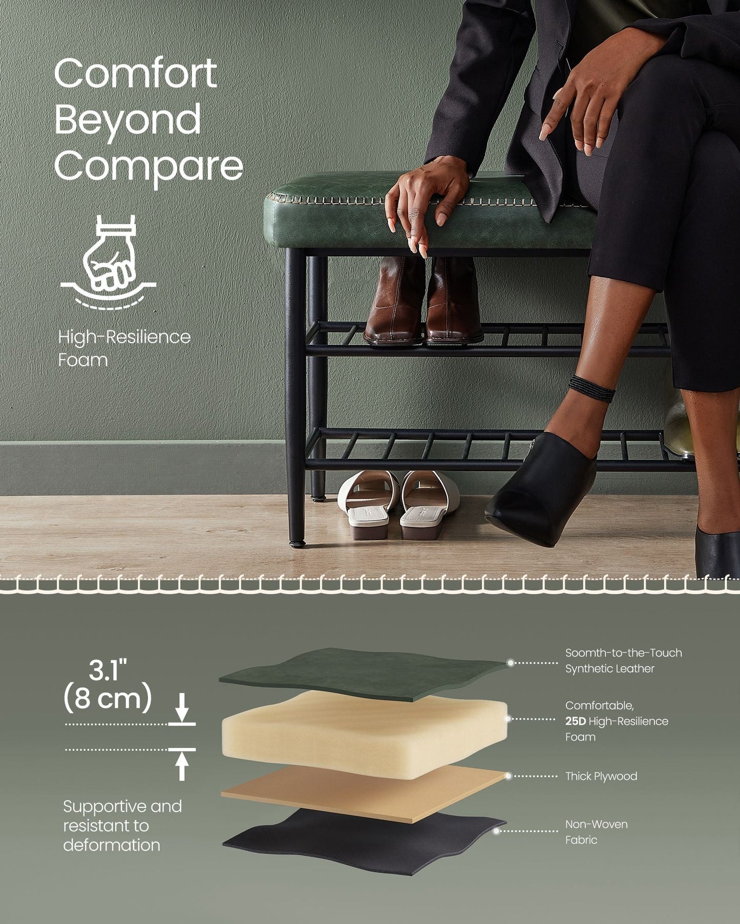 EKHO Collection - Shoe Bench with Metal Shelves