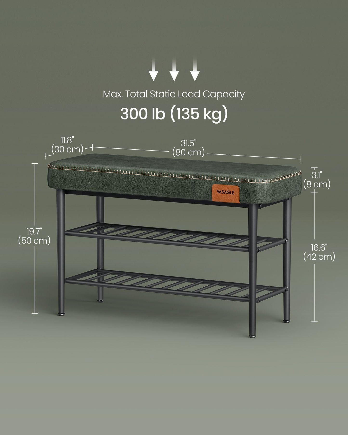 EKHO Collection - Shoe Bench with Metal Shelves