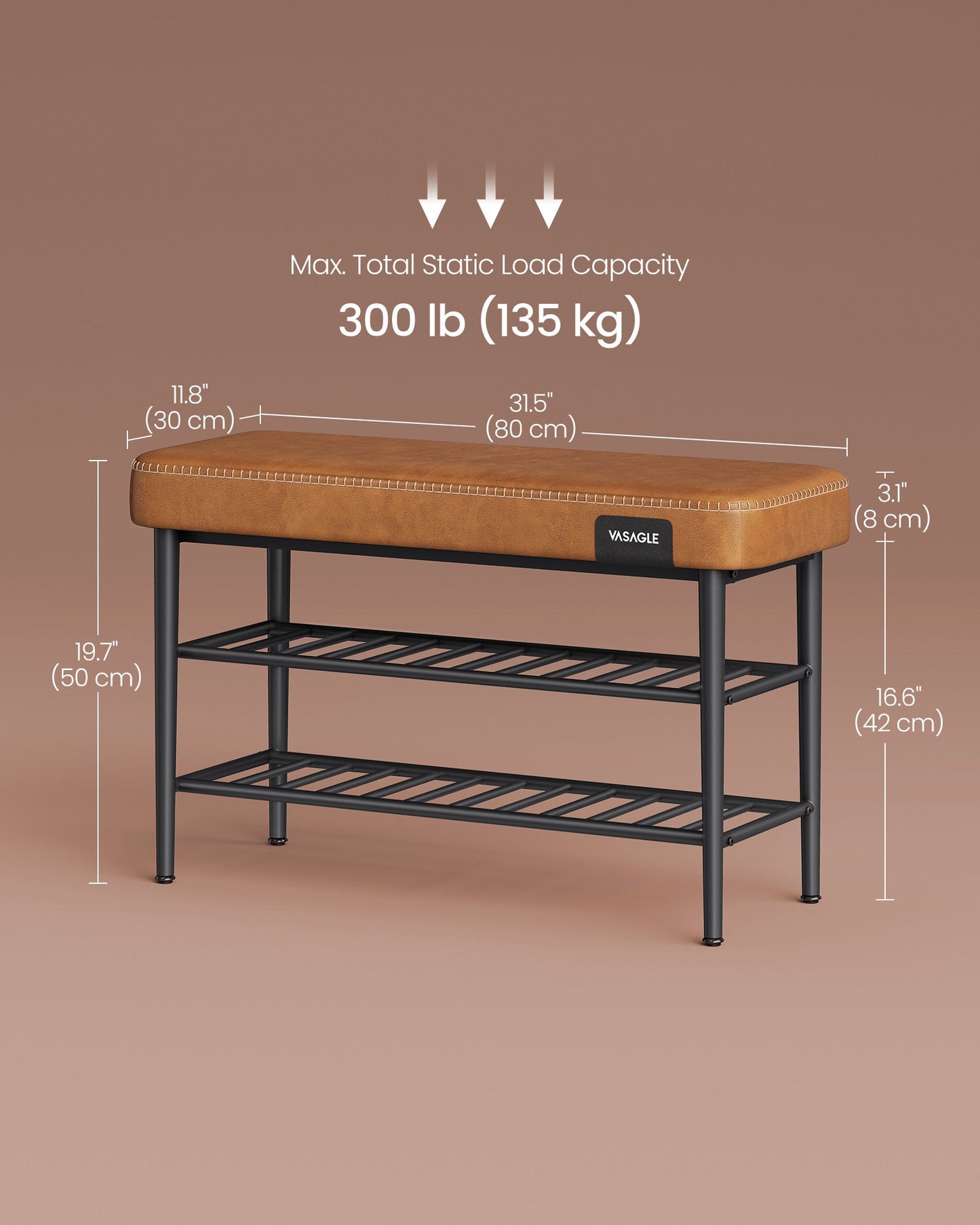 EKHO Collection - Shoe Bench with Metal Shelves