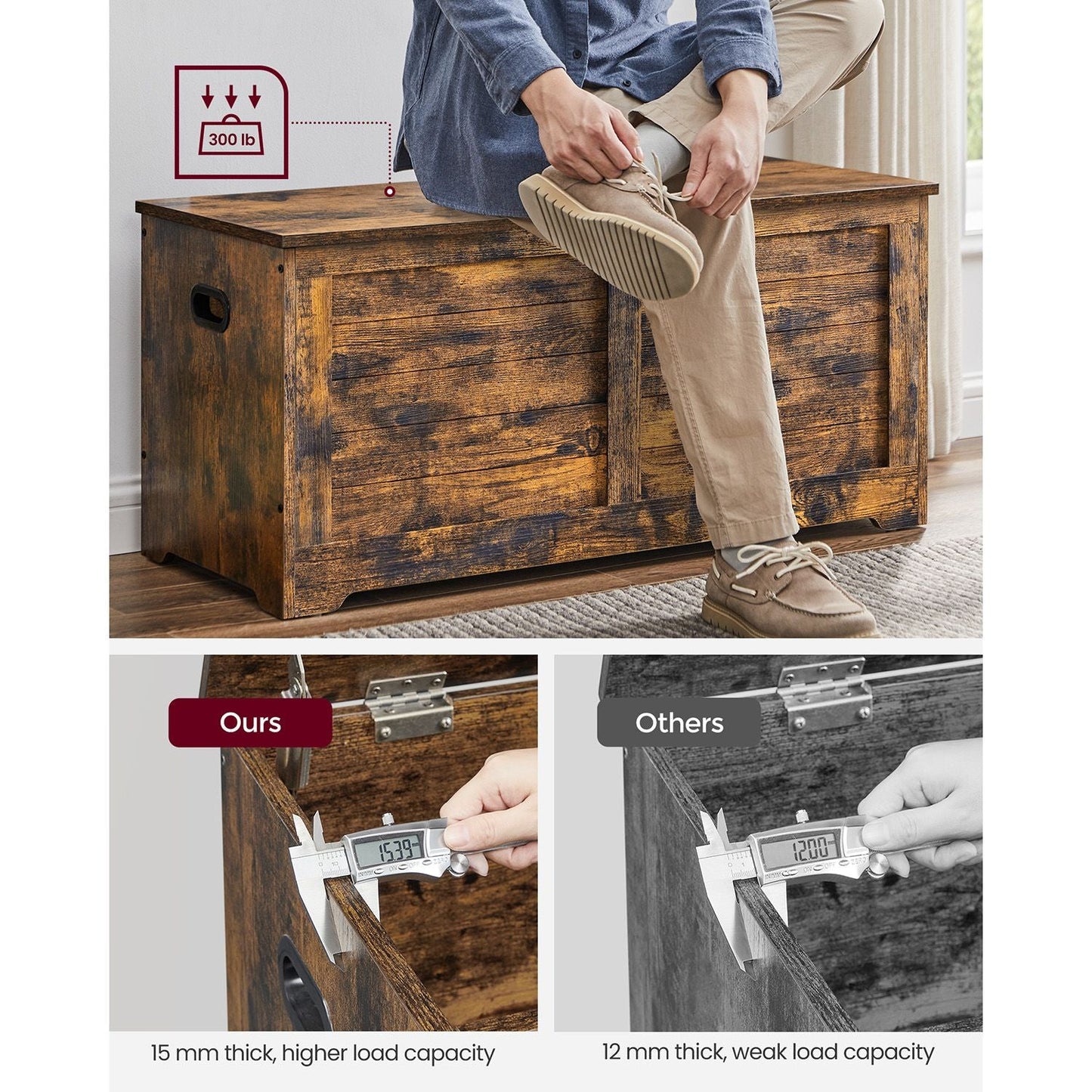 Storage Chest with 2 Safety Hinges