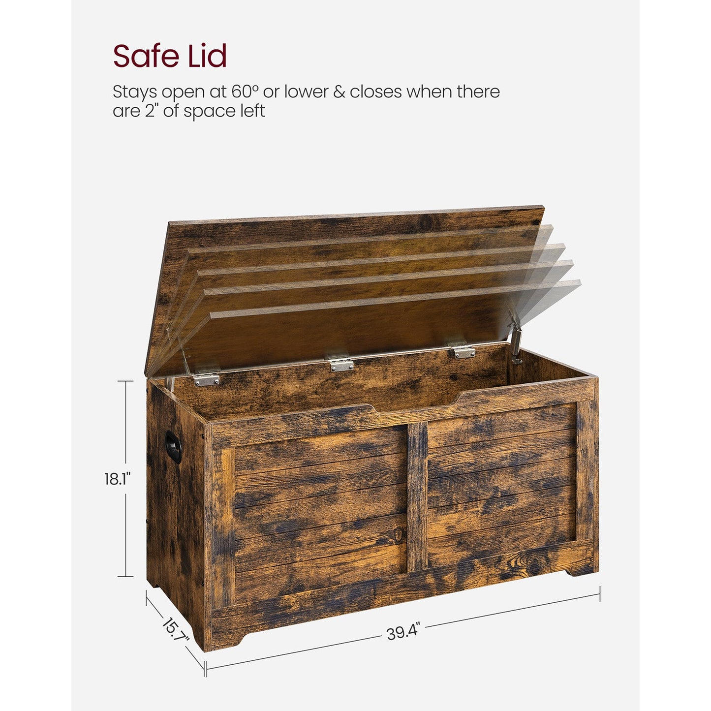Storage Chest with 2 Safety Hinges