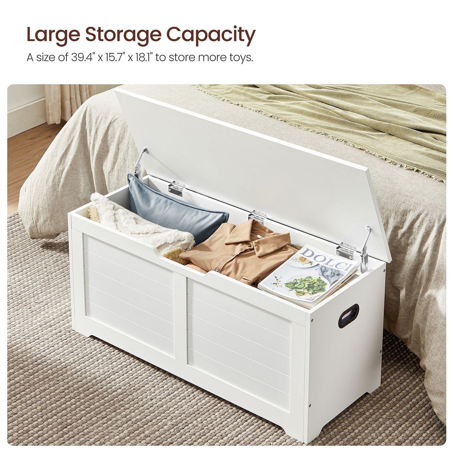 Storage Chest with 2 Safety Hinges