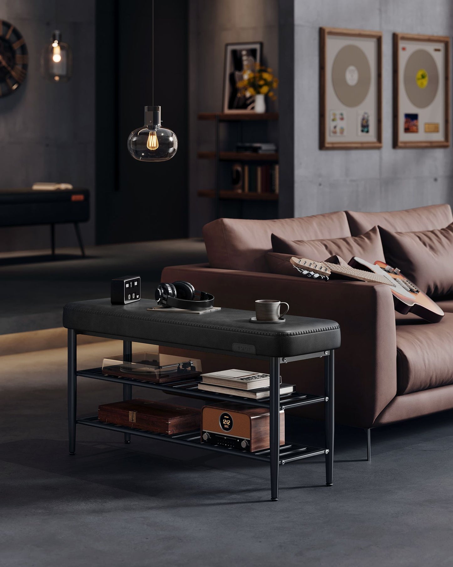 EKHO Collection - Shoe Bench with Metal Shelves