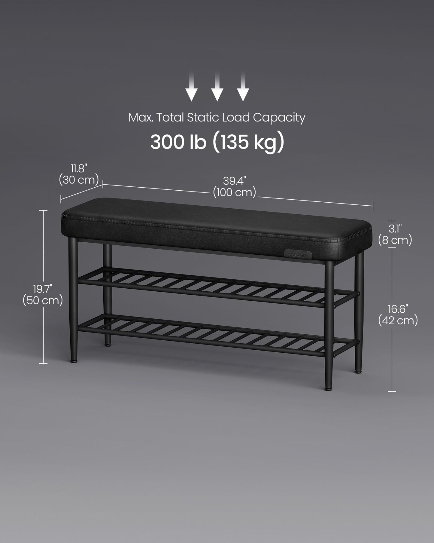 EKHO Collection - Shoe Bench with Metal Shelves
