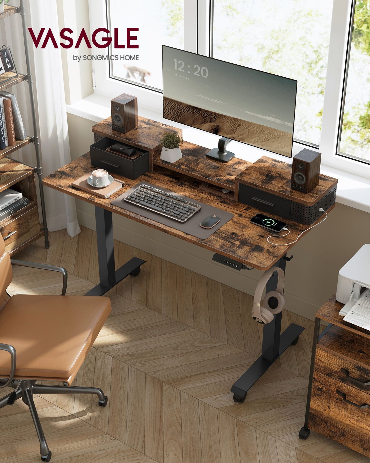 Electric Standing Desk with Drawers