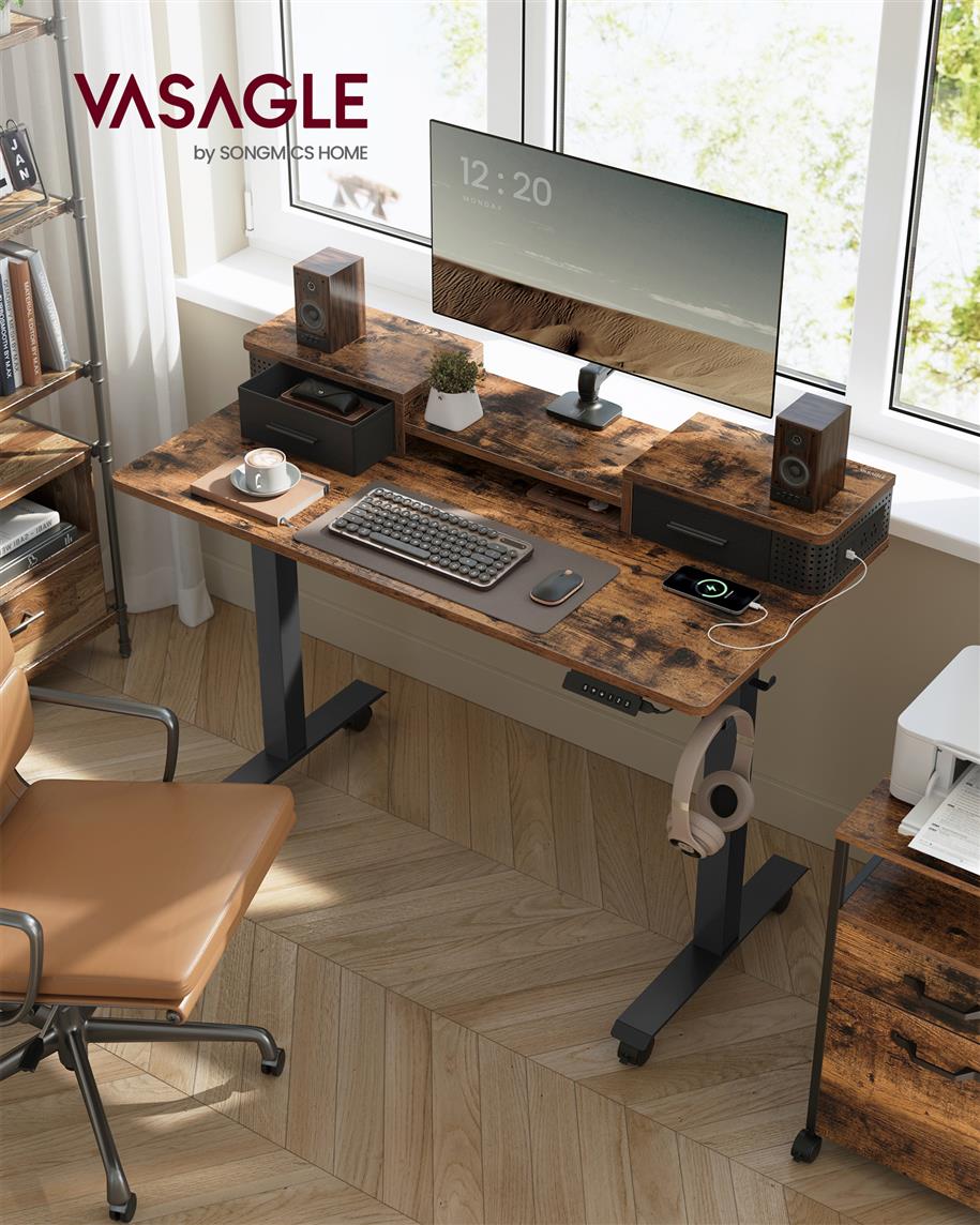 Electric Standing Desk with Drawers
