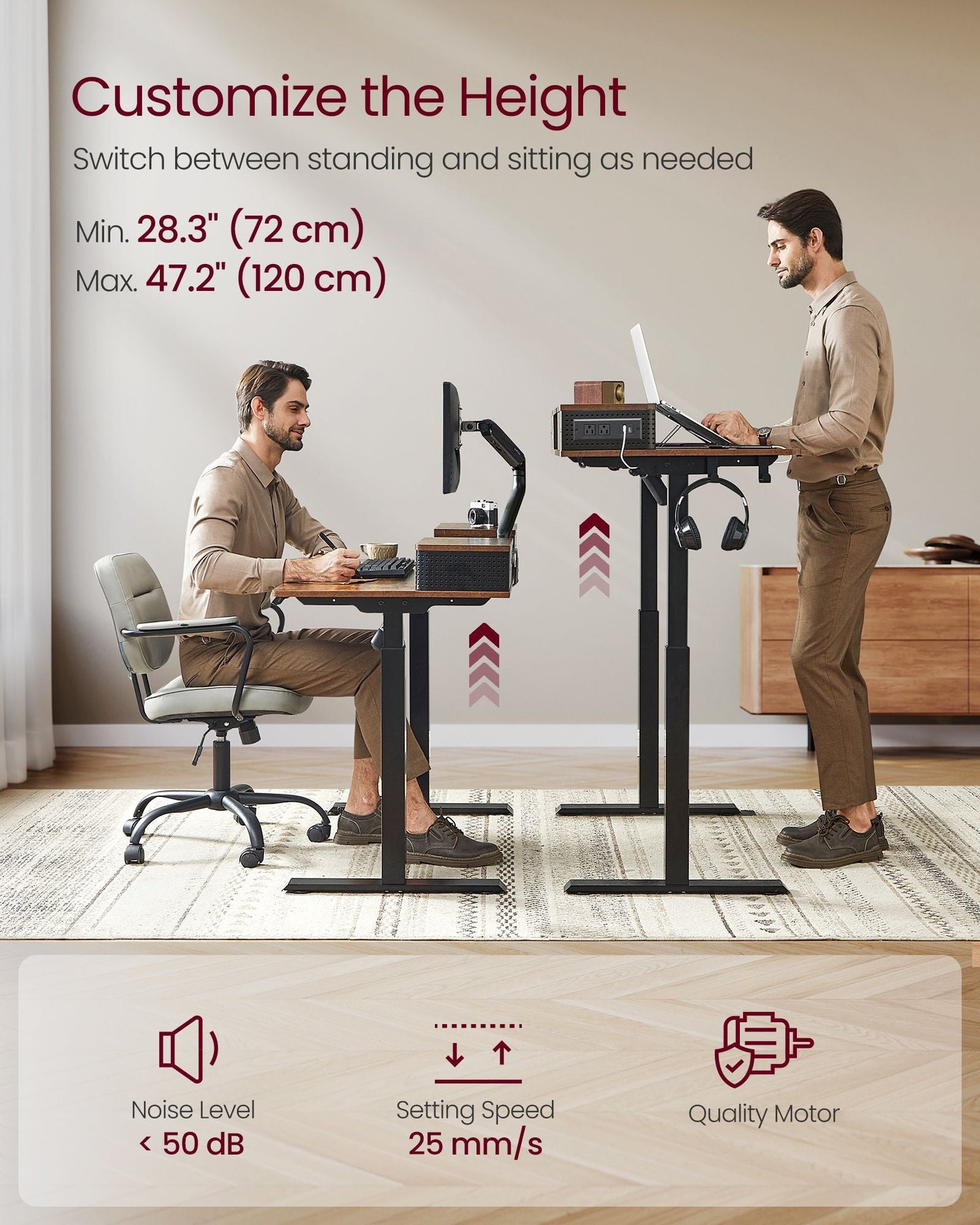Electric Standing Desk with Drawers