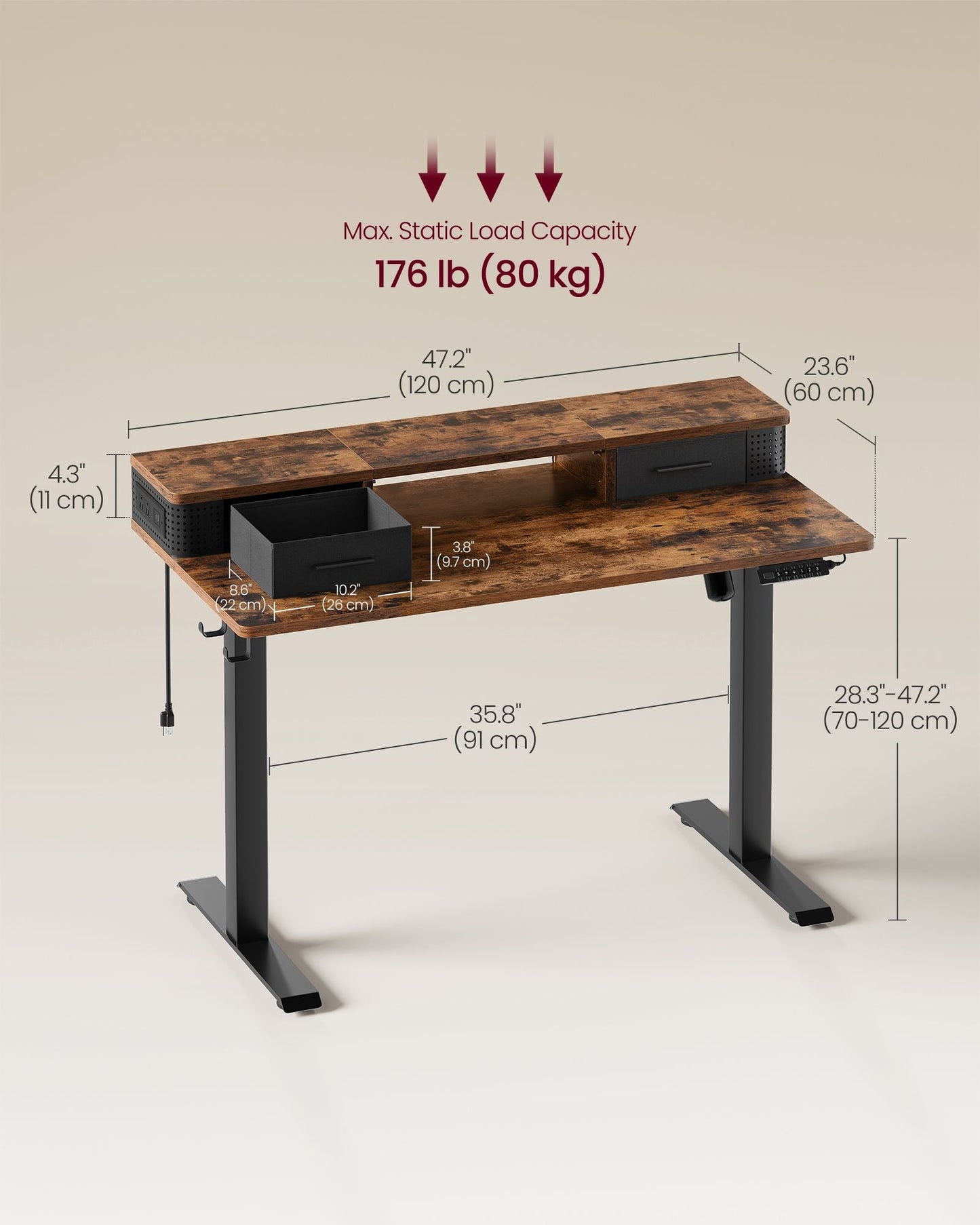 Electric Standing Desk with Drawers