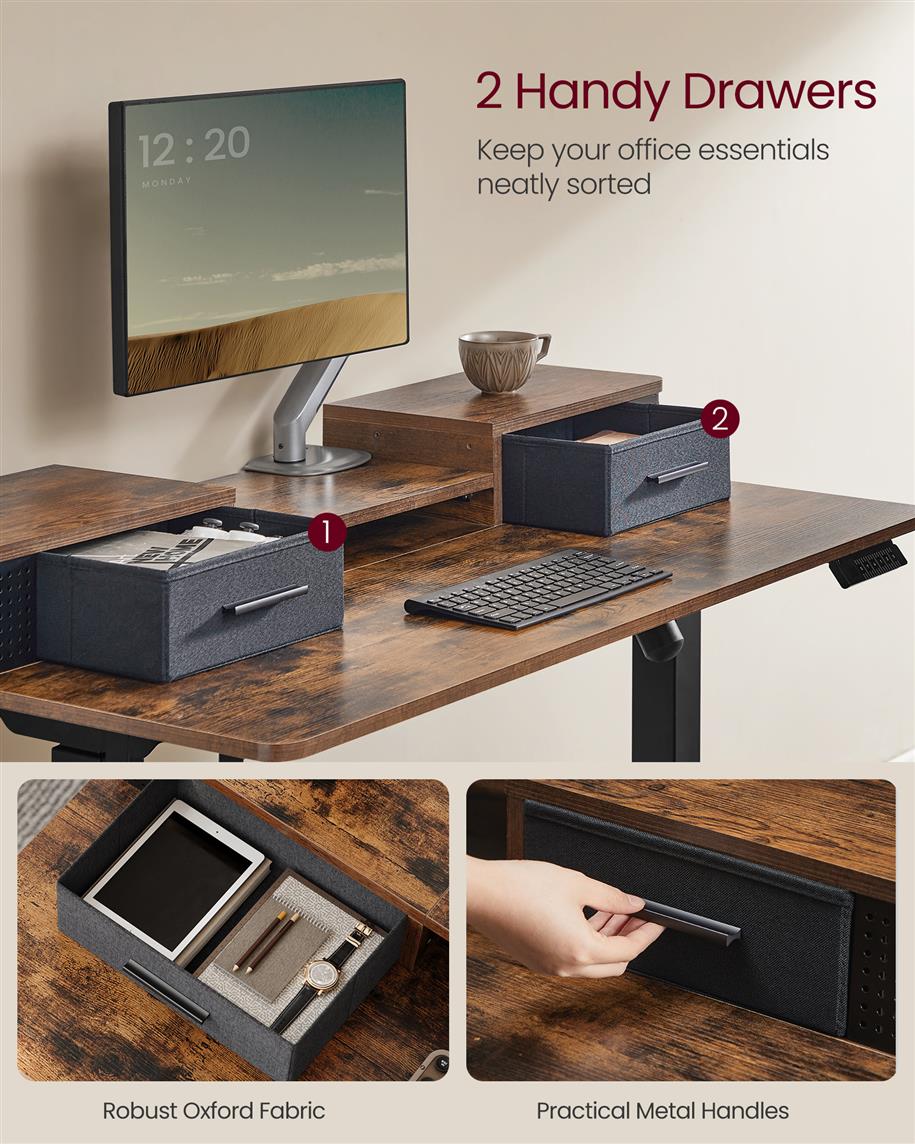 Electric Standing Desk with Drawers