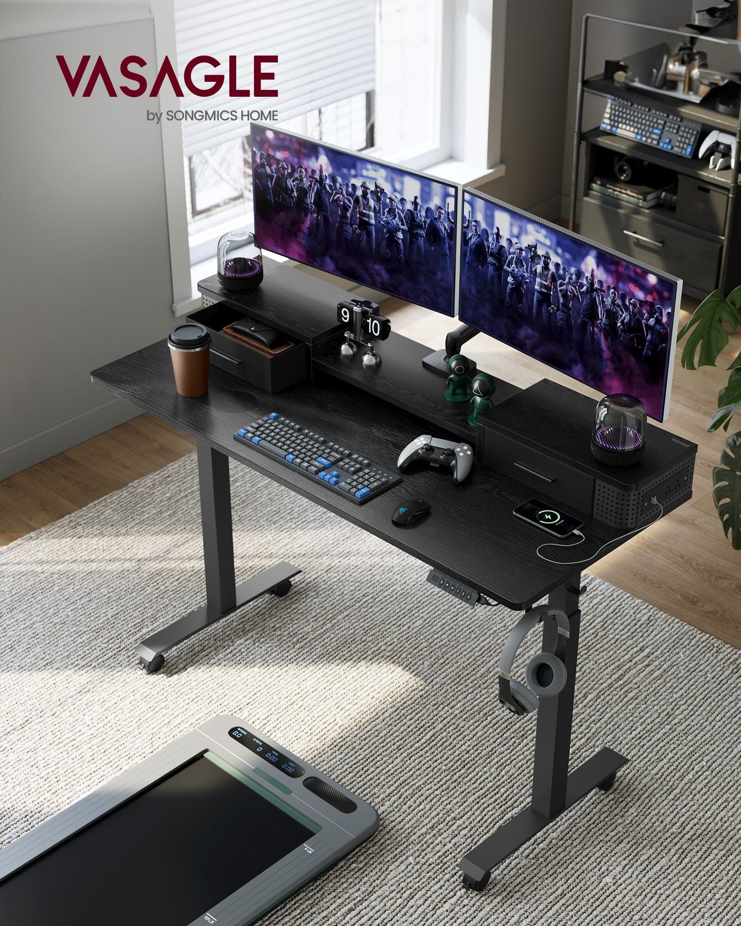 Electric Standing Desk with Drawers