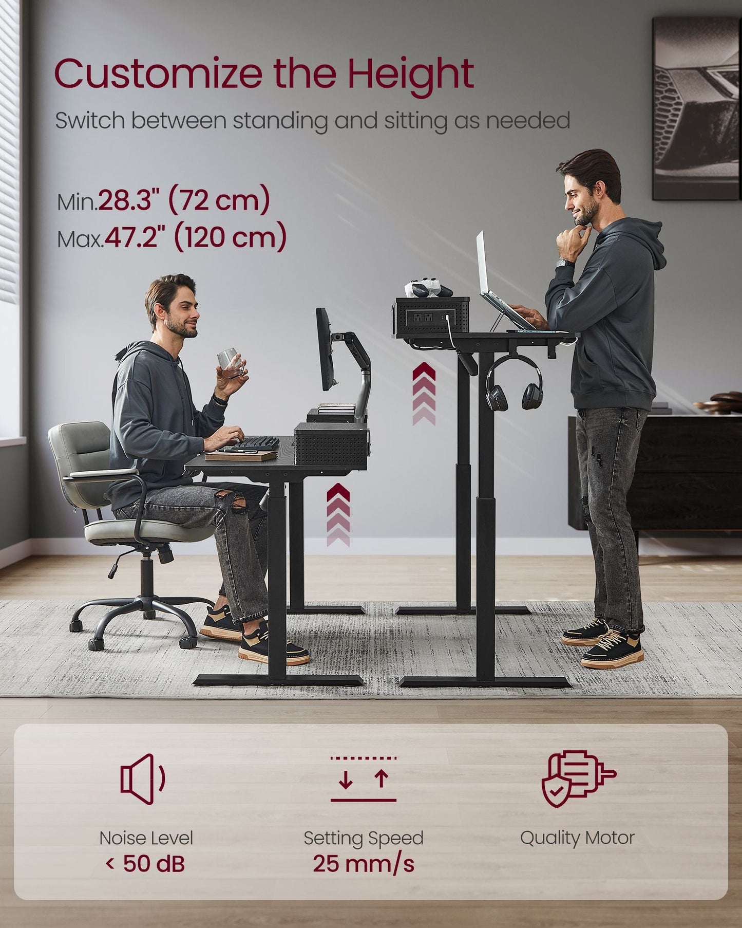 Electric Standing Desk with Drawers