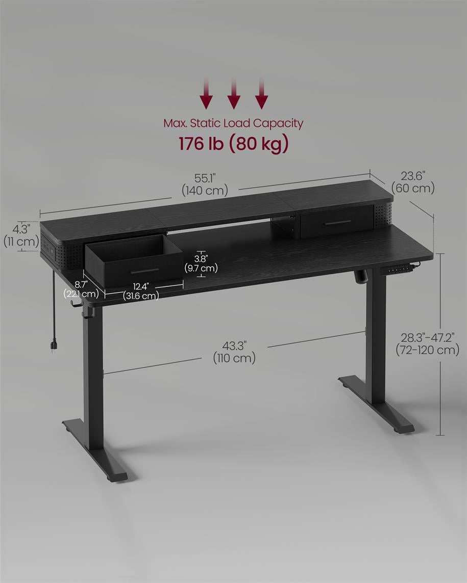 Electric Standing Desk with Drawers
