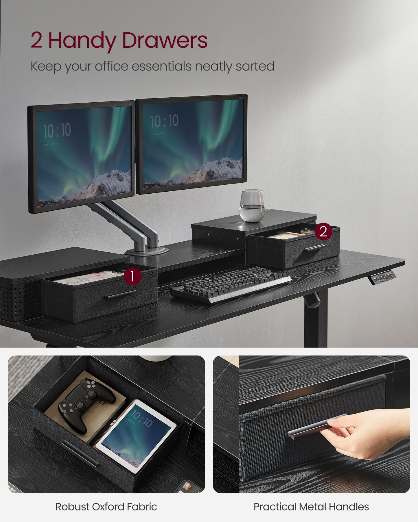 Electric Standing Desk with Drawers