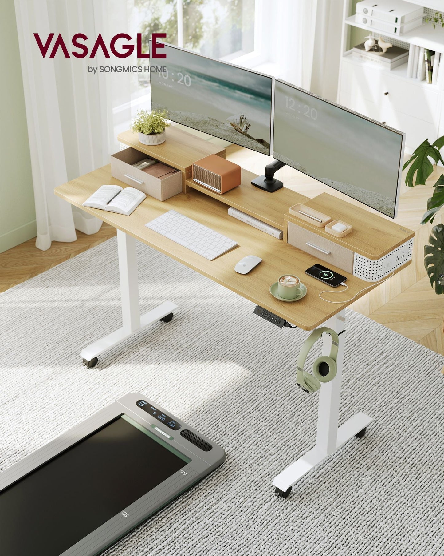 Electric Standing Desk with Drawers
