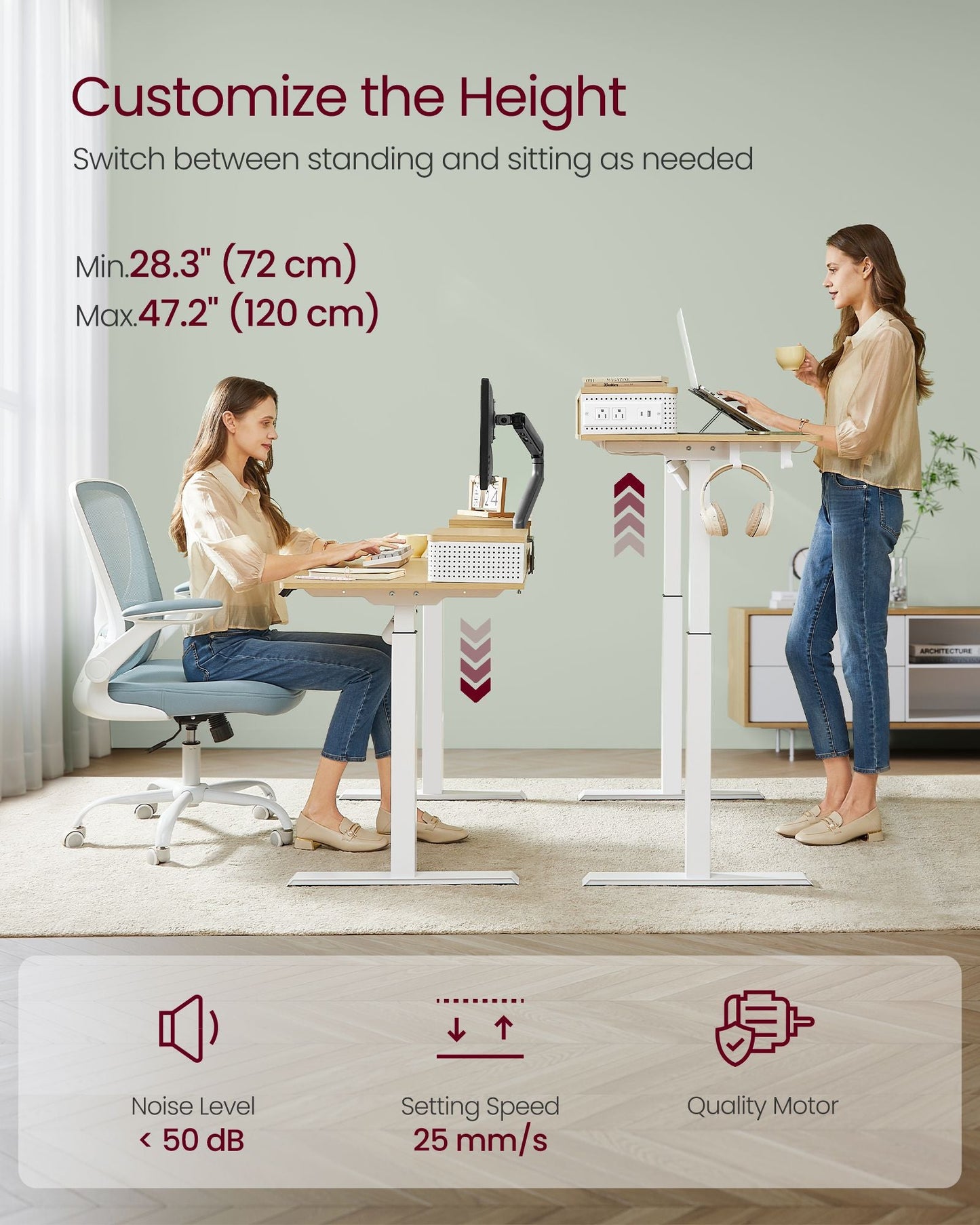 Electric Standing Desk with Drawers