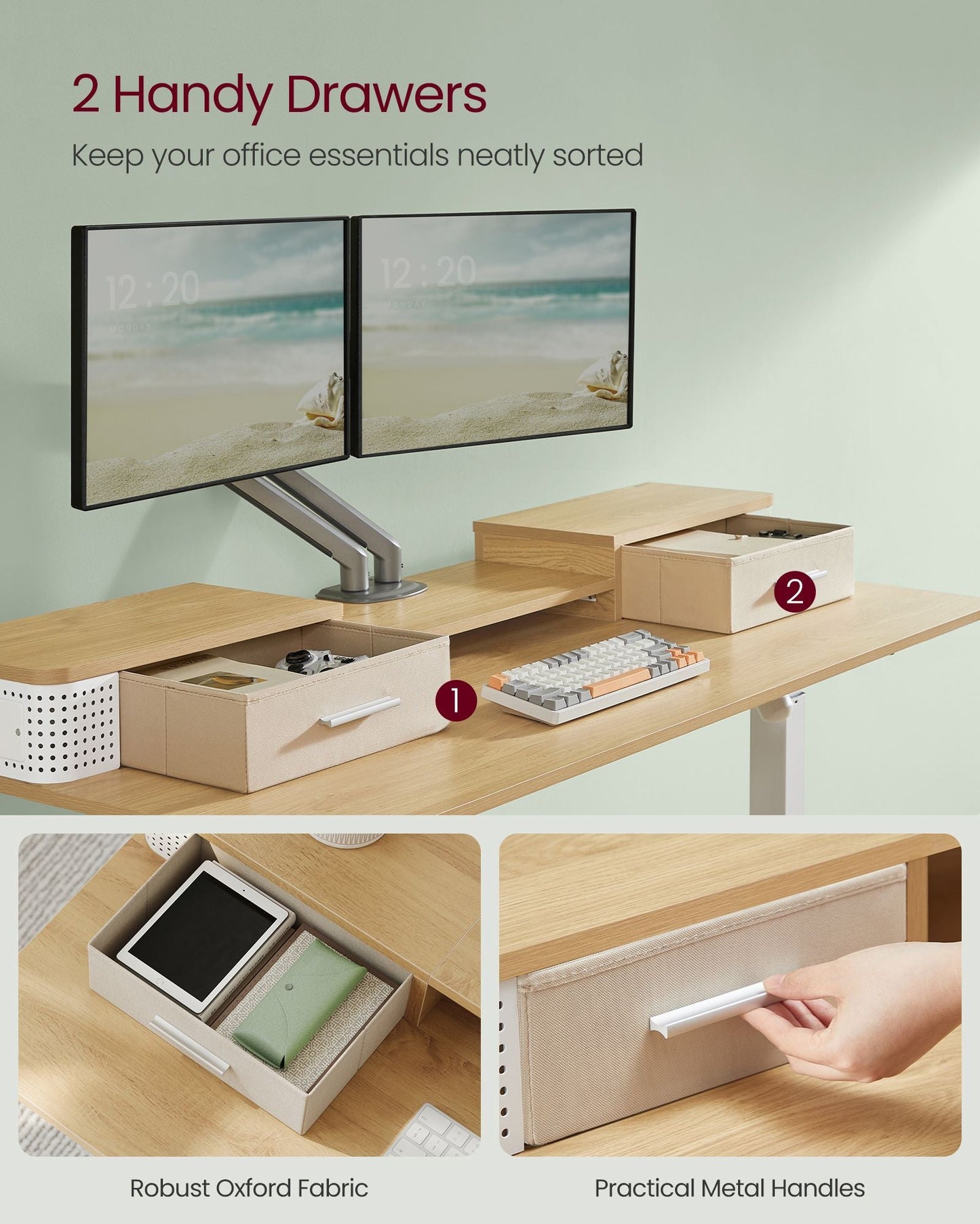 Electric Standing Desk with Drawers