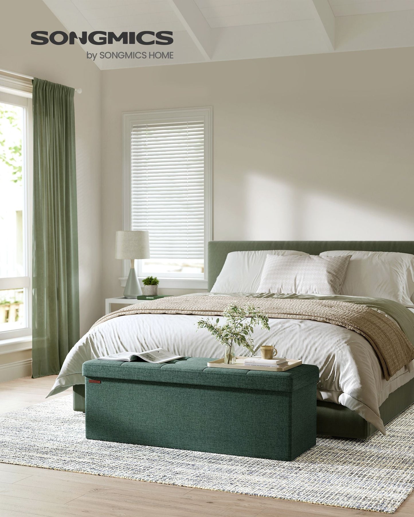 MAZIE Collection 43" Wide Folding Storage Ottoman Bench