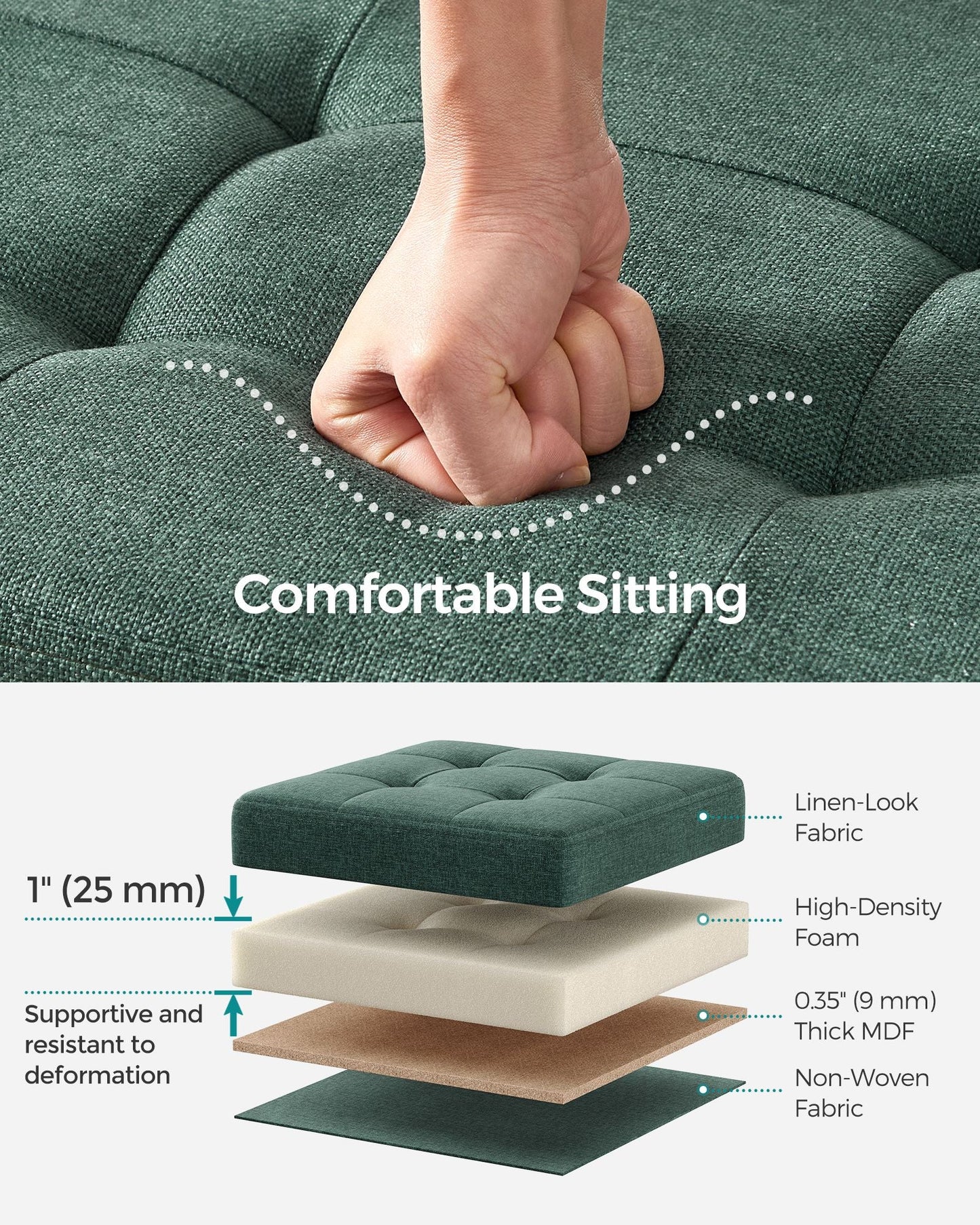 MAZIE Collection 43" Wide Folding Storage Ottoman Bench