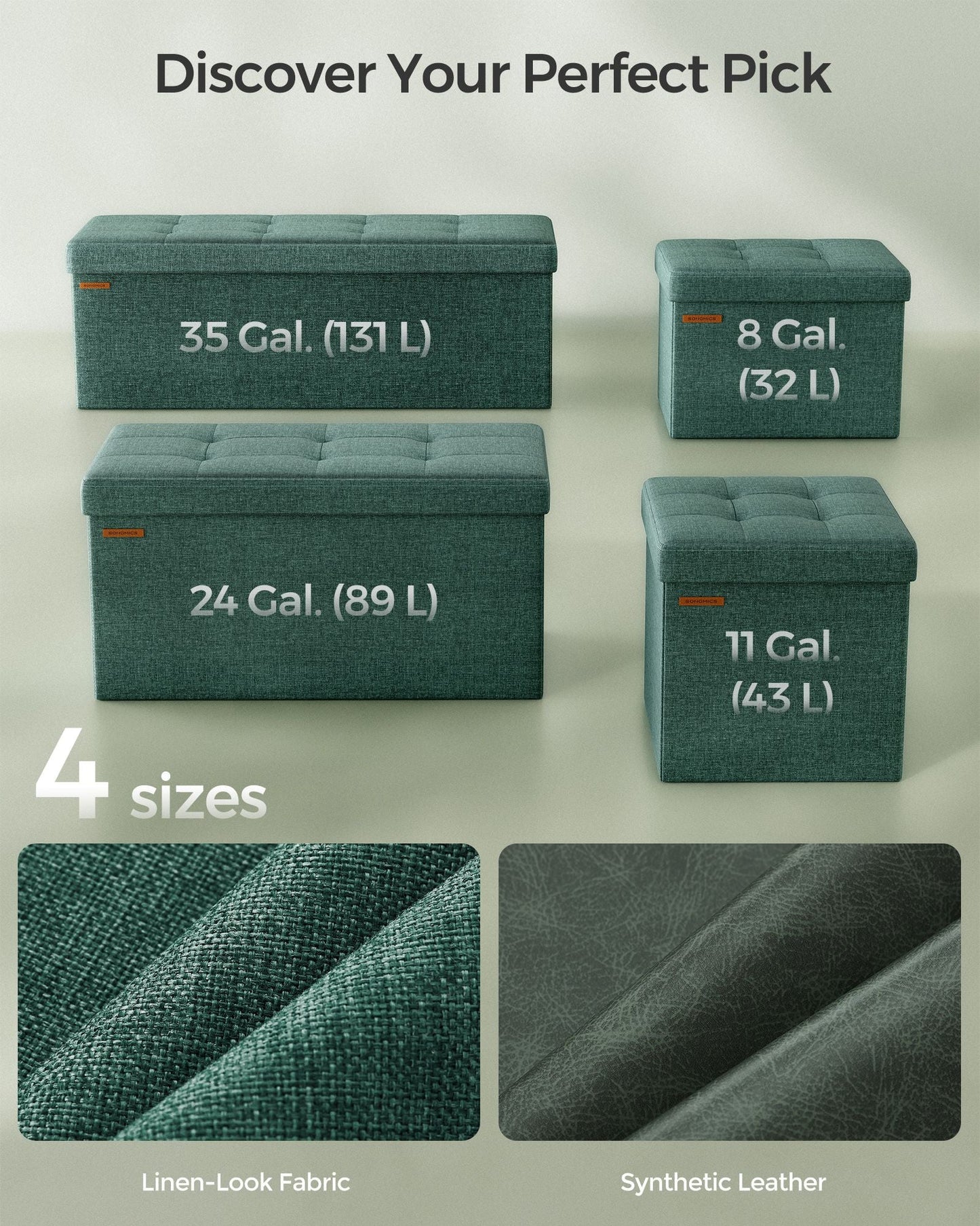 MAZIE Collection 43" Wide Folding Storage Ottoman Bench