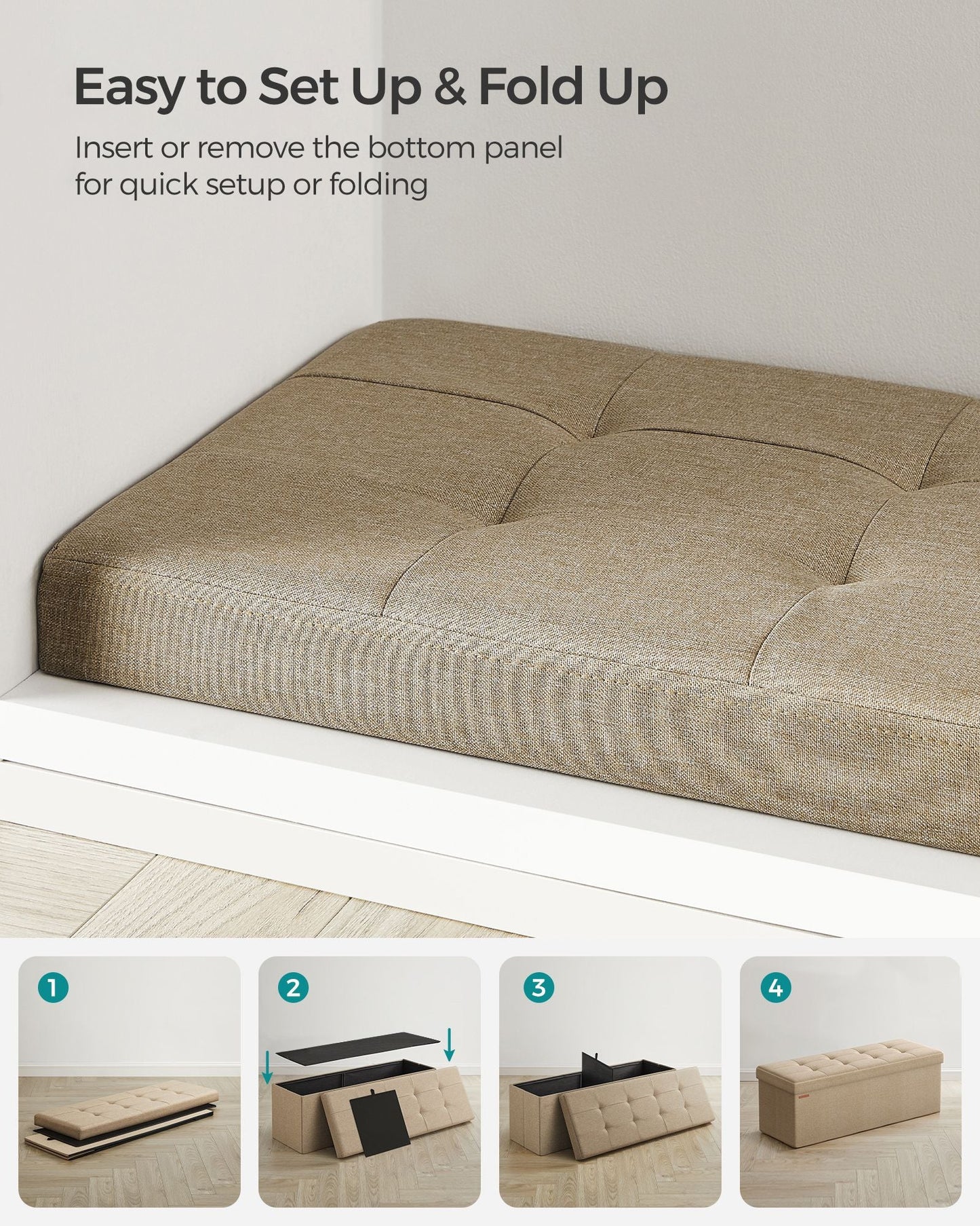 MAZIE Collection 43'' Folding Storage Ottoman Bench
