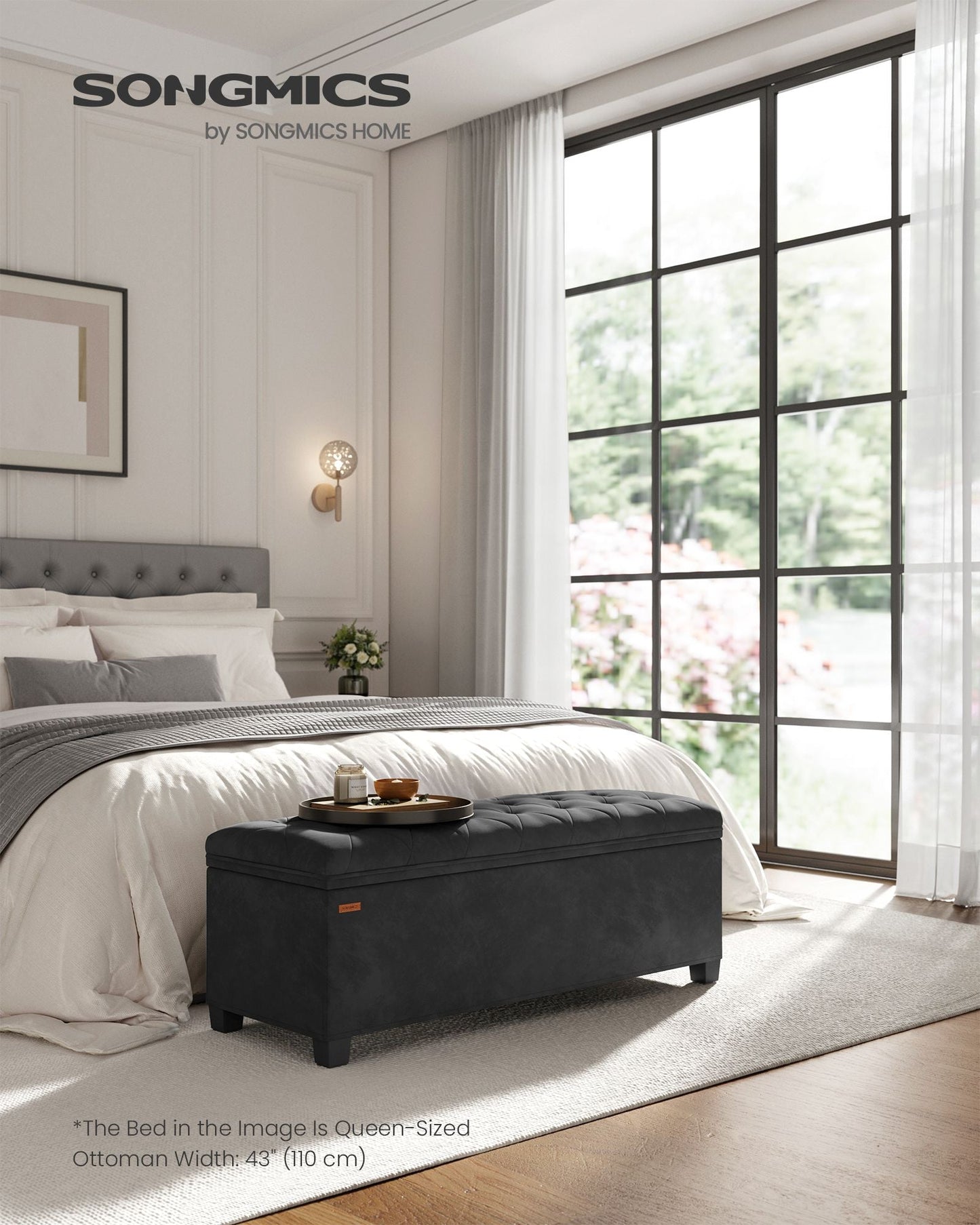 Storage Ottoman Bench, Foot Rest with Legs