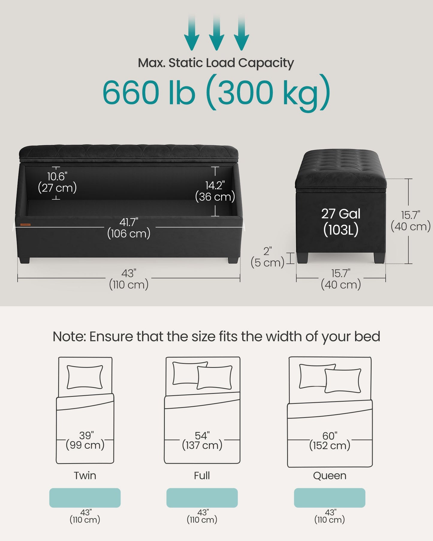 Storage Ottoman Bench, Foot Rest with Legs