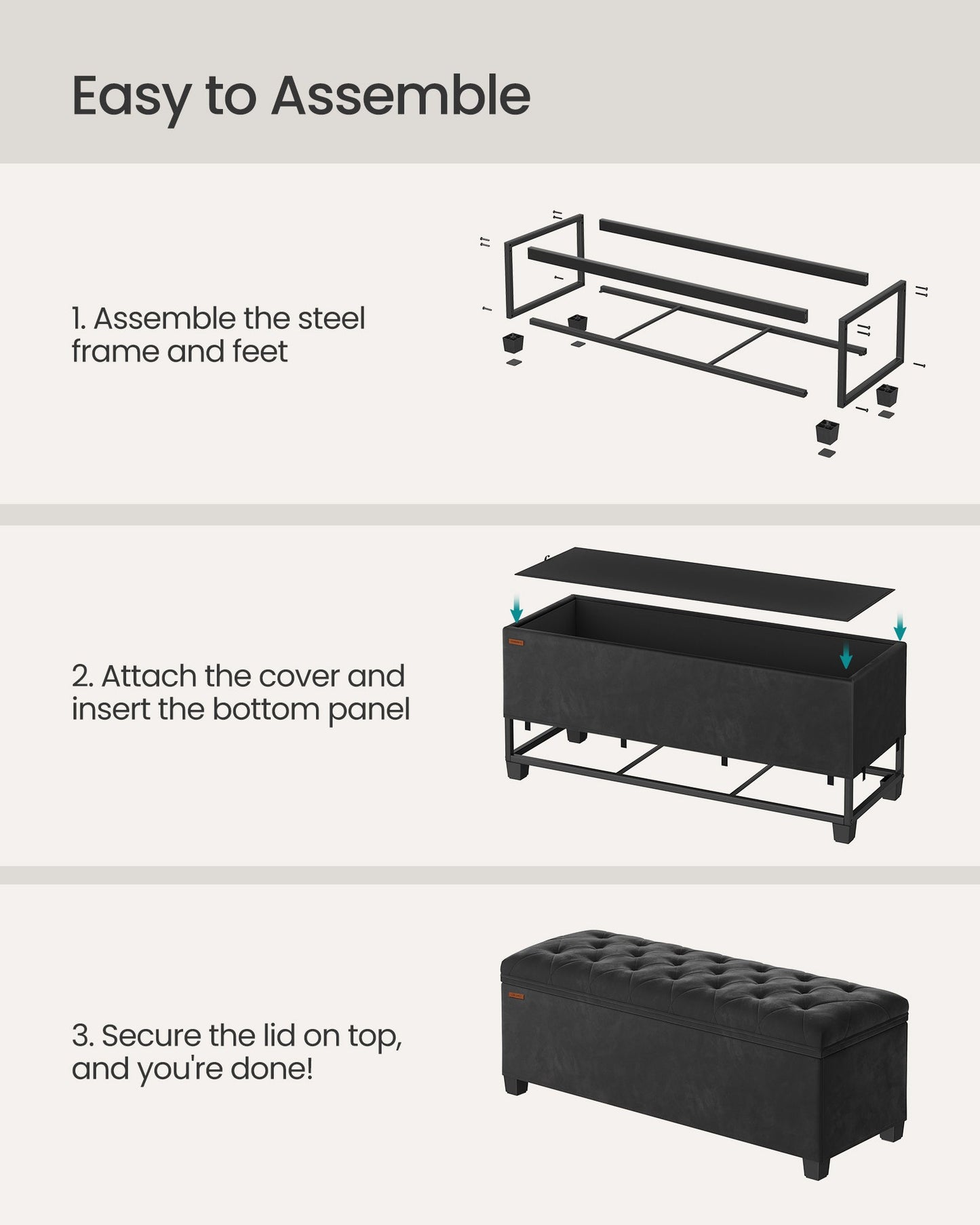 Storage Ottoman Bench, Foot Rest with Legs