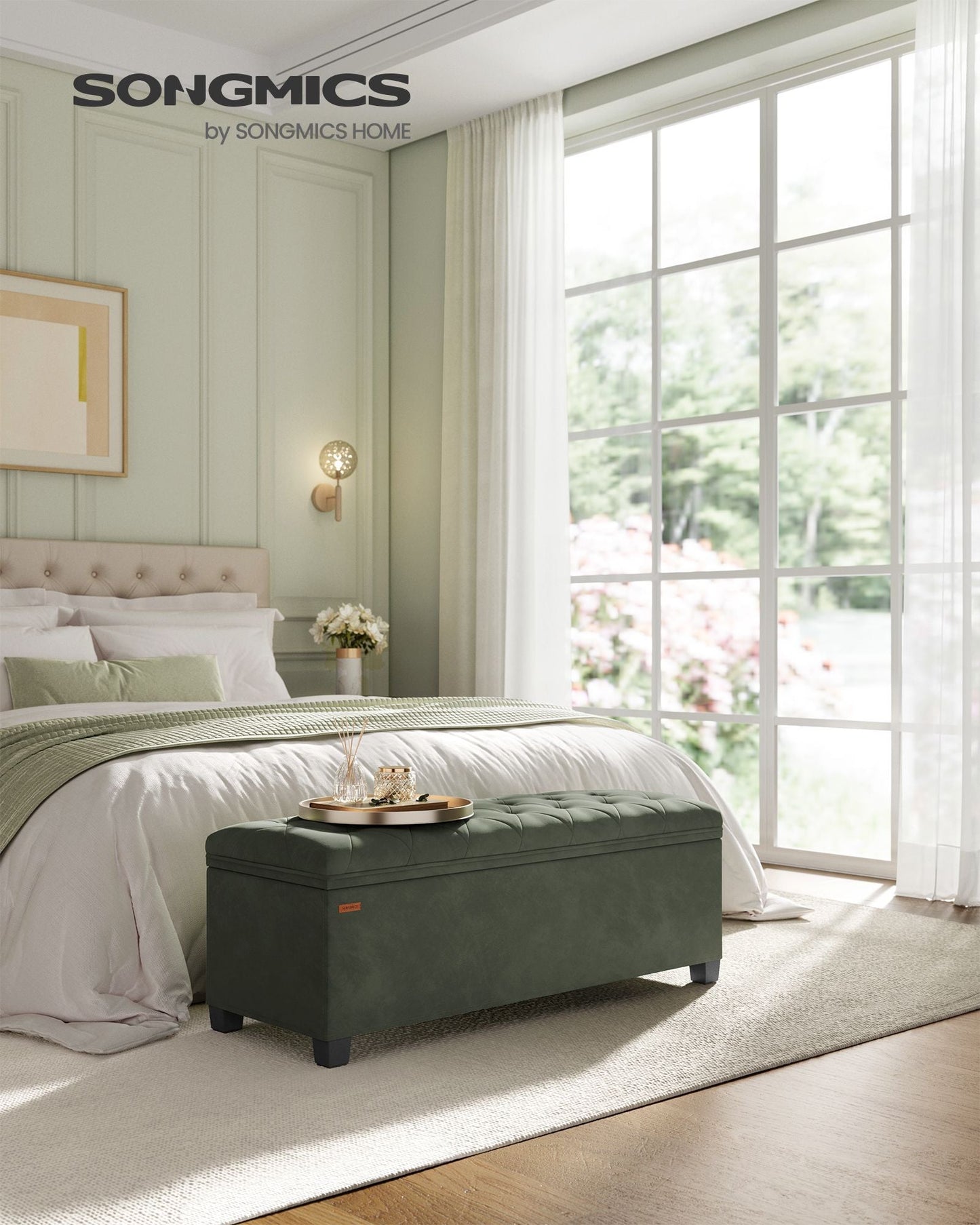 Storage Ottoman Bench, Foot Rest with Legs