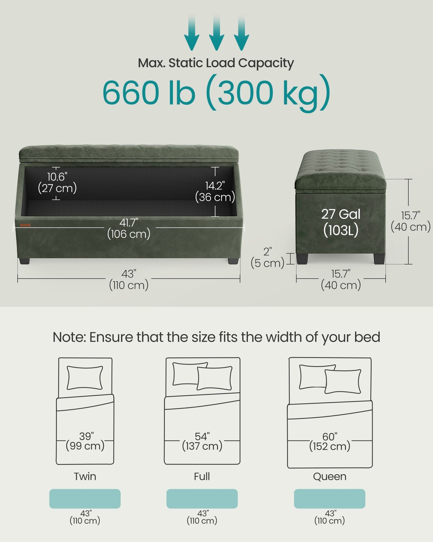 Storage Ottoman Bench, Foot Rest with Legs