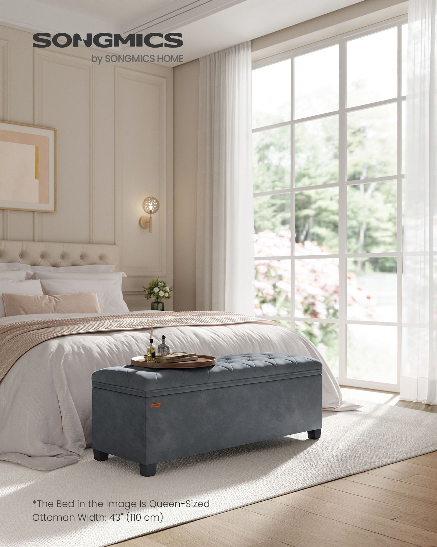 Storage Ottoman Bench, Foot Rest with Legs