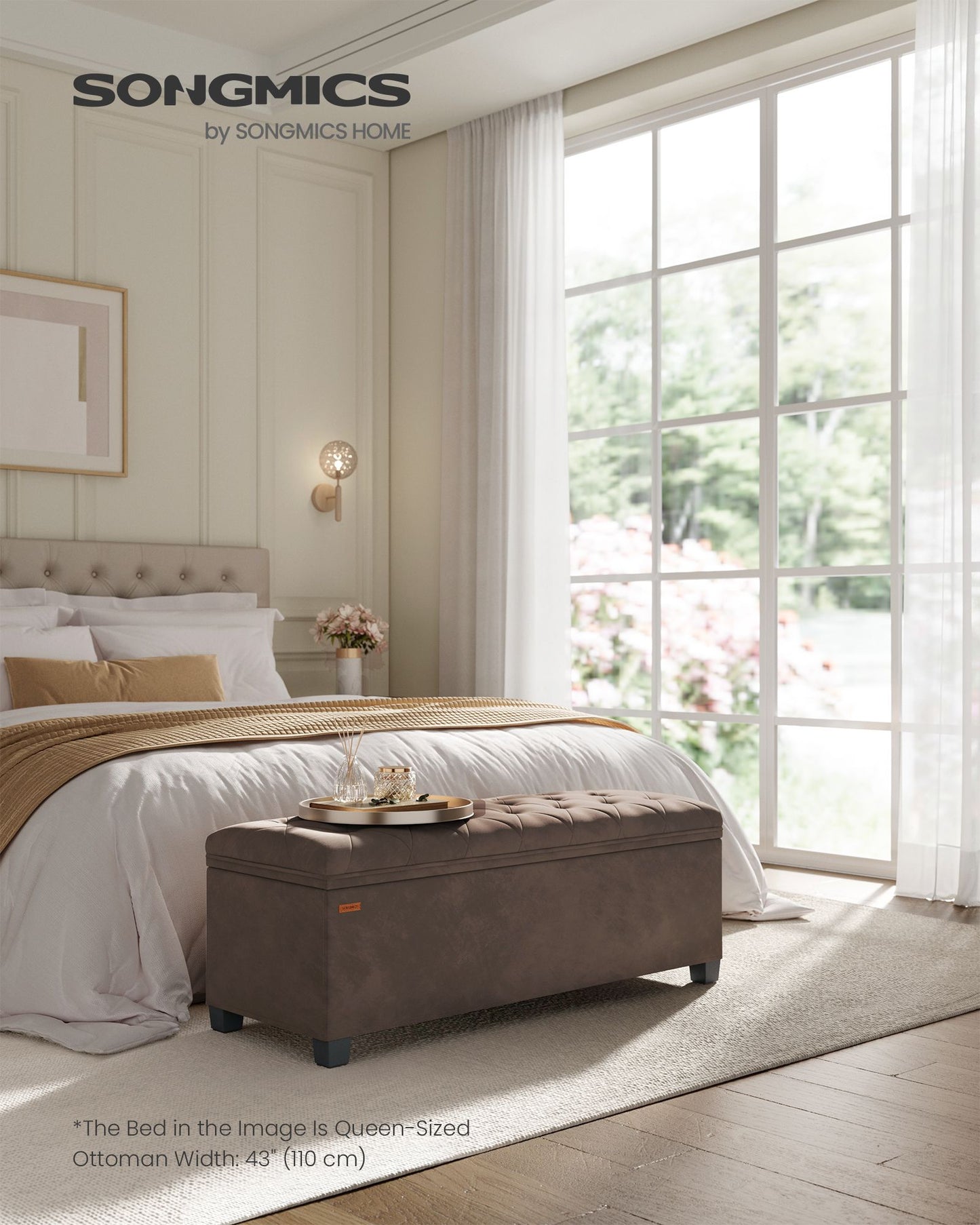 Storage Ottoman Bench, Foot Rest with Legs