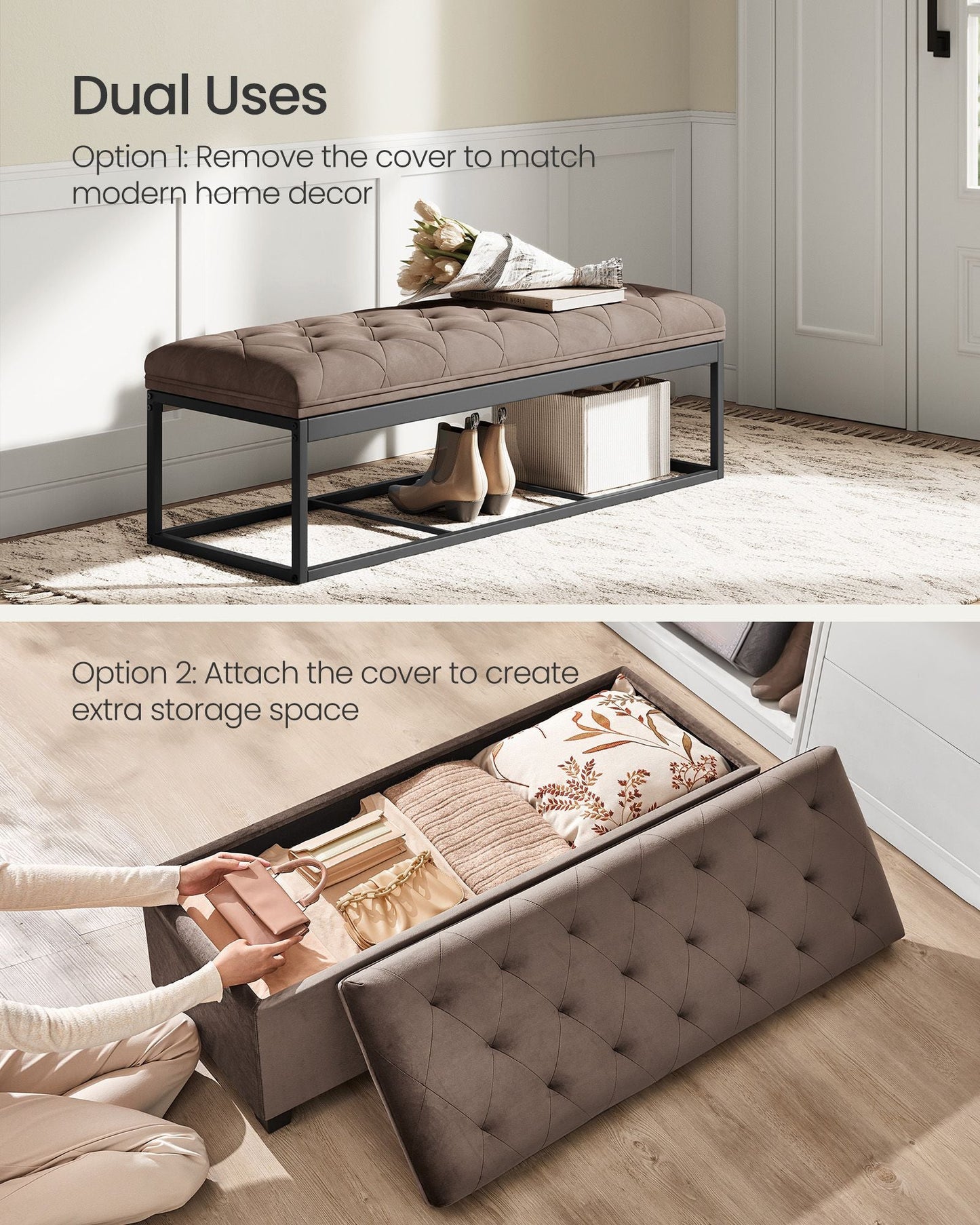 Storage Ottoman Bench, Foot Rest with Legs