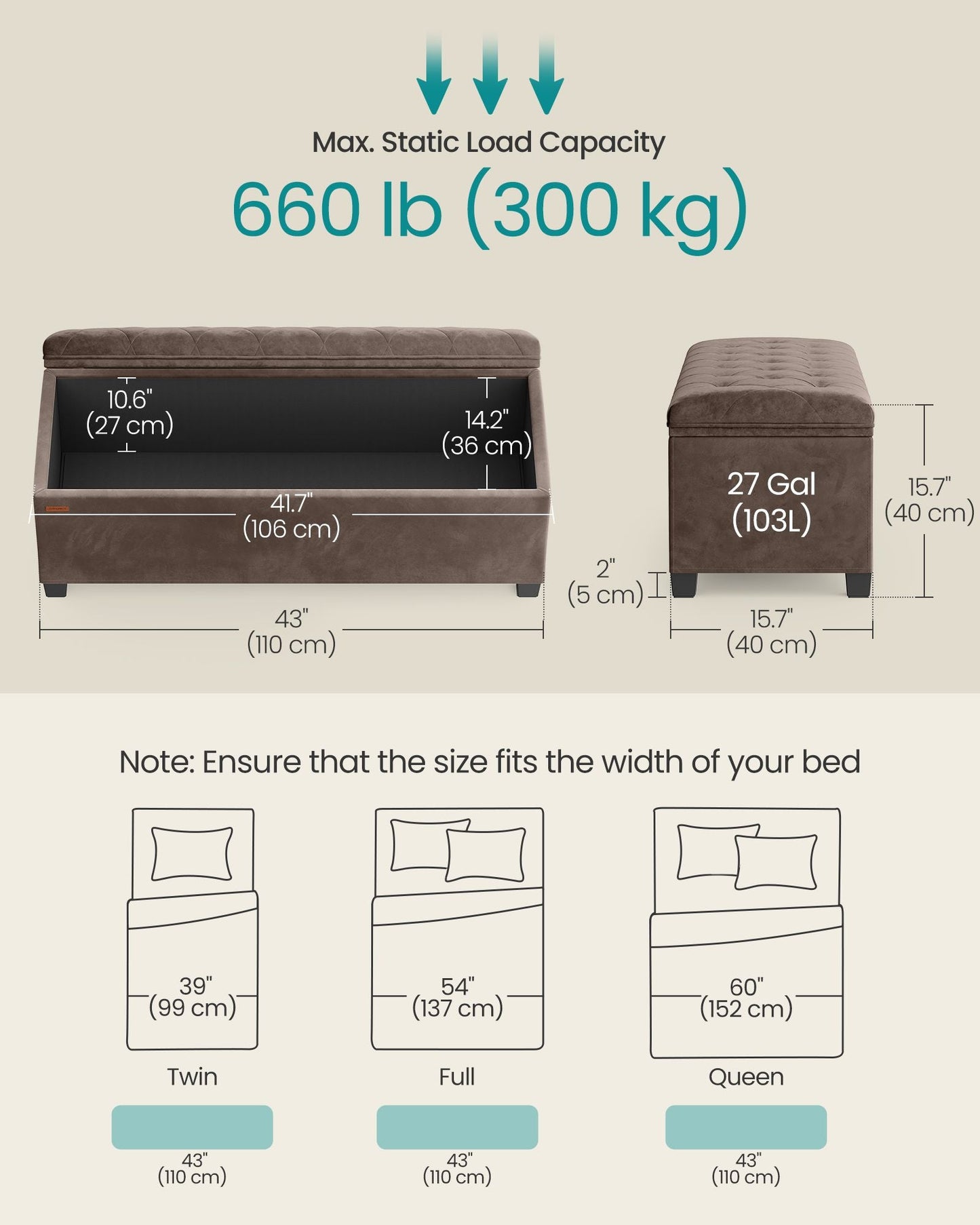 Storage Ottoman Bench, Foot Rest with Legs