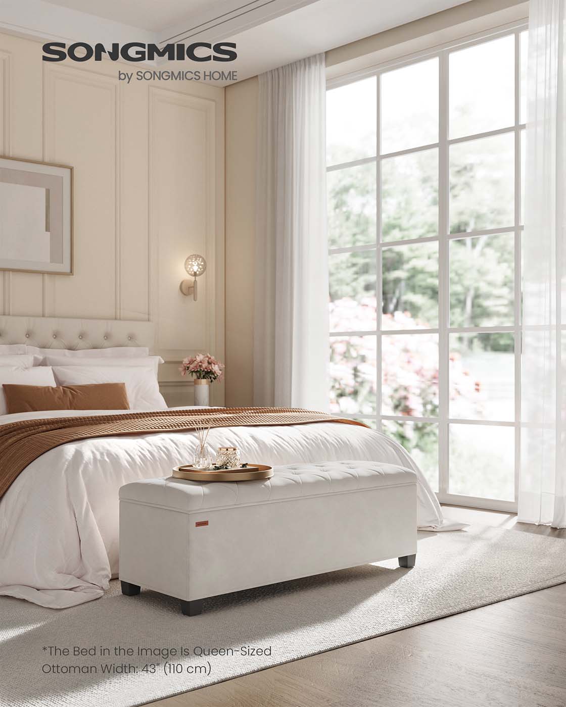 Storage Ottoman Bench, Foot Rest with Legs