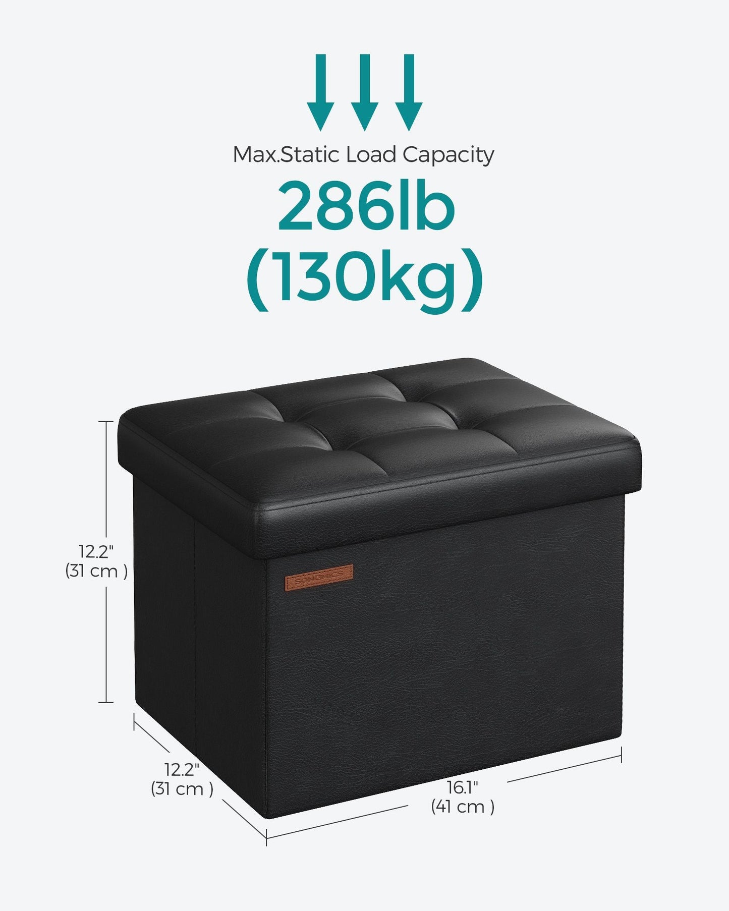 Small Folding Storage Ottoman with Synthetic Leather