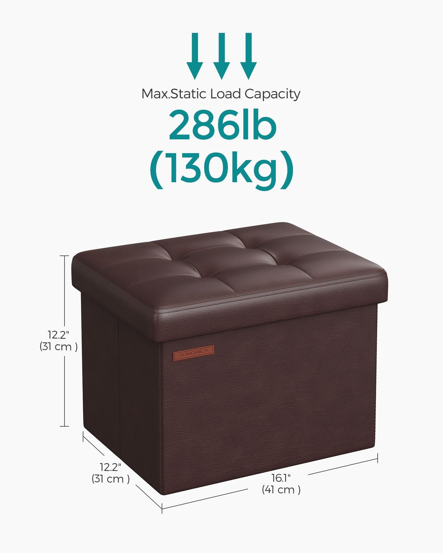 Small Folding Storage Ottoman with Synthetic Leather