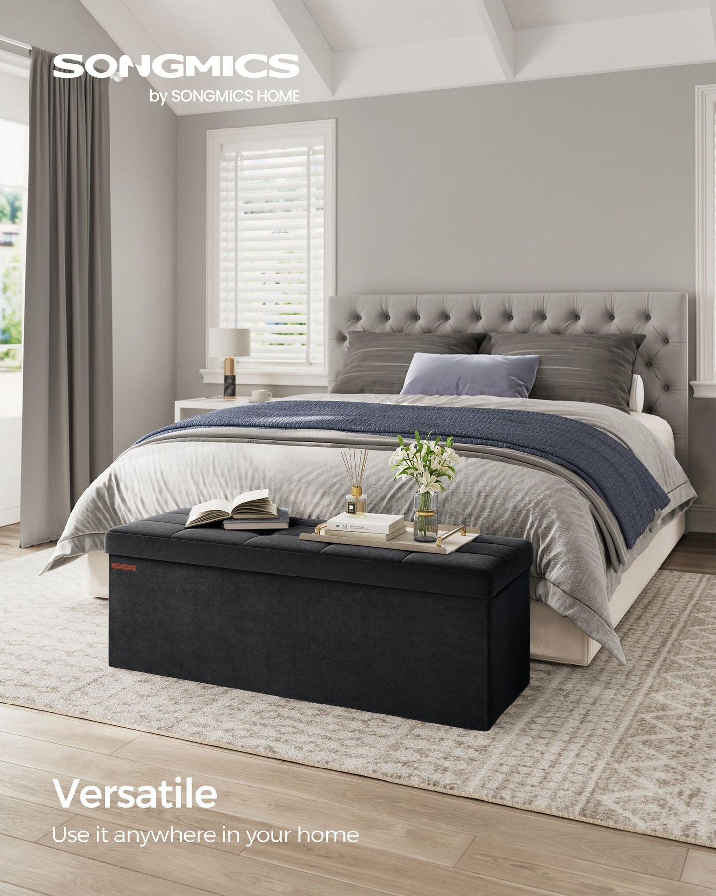 Storage Ottoman Bench with Storage Chest, Load up to 660 lb