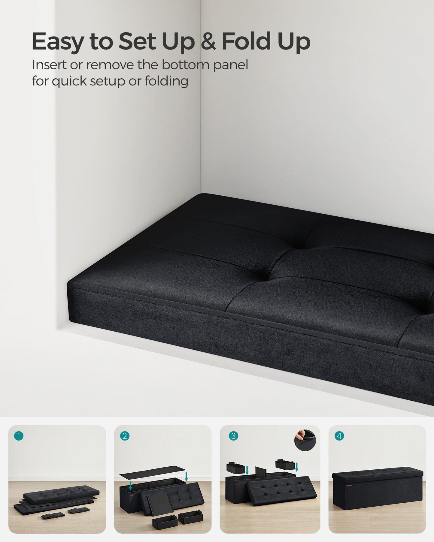 Storage Ottoman Bench with Storage Chest, Load up to 660 lb