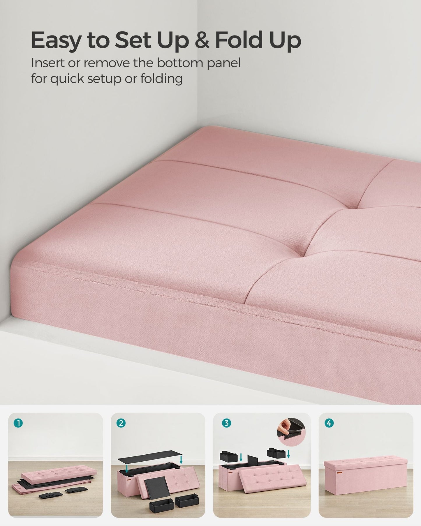 Storage Ottoman Bench with Storage Chest, Load up to 660 lb